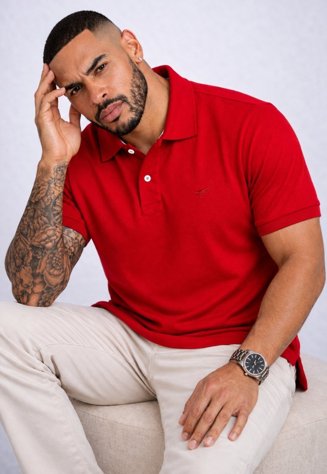 Camisa Polo Masculina Algodão Piquet Daze Modas Vermelha