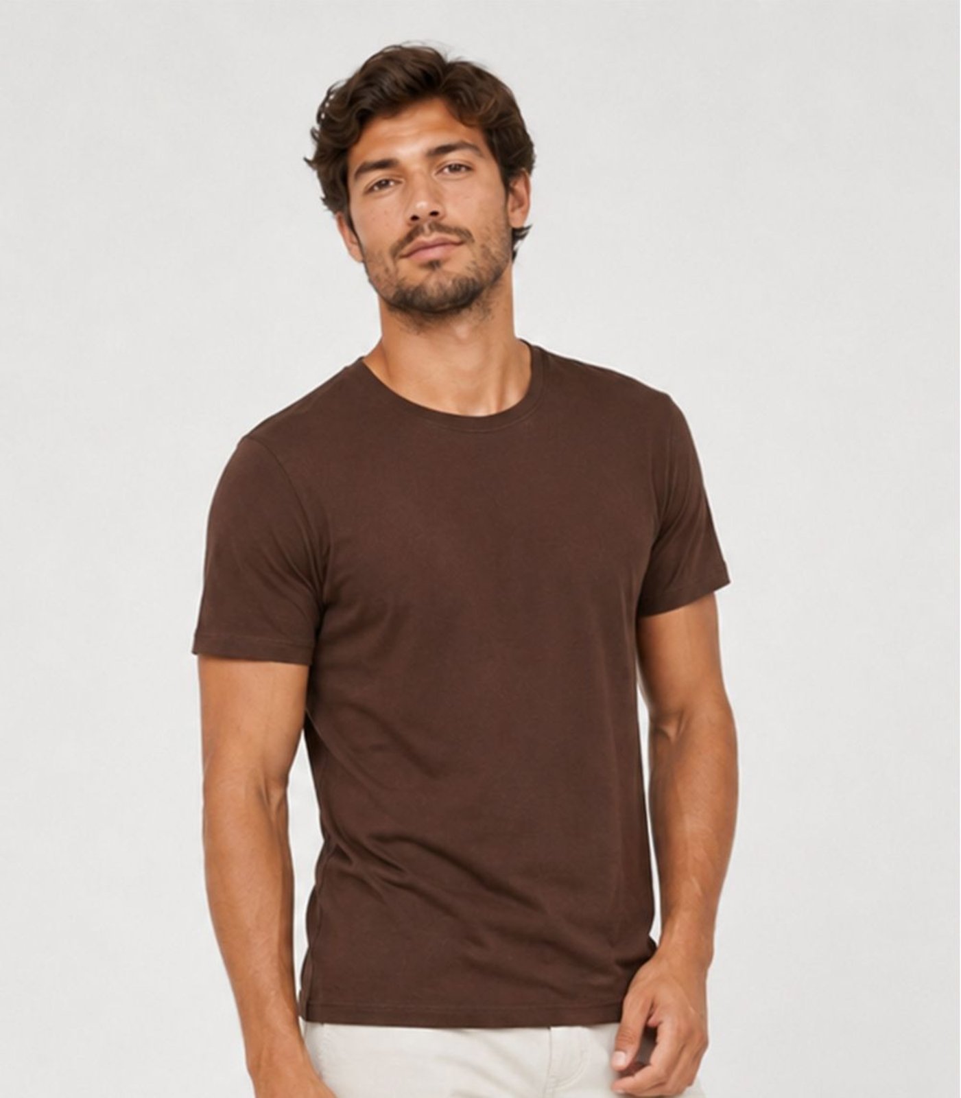Camiseta Meia Malha Básica Masculina KO Marrom