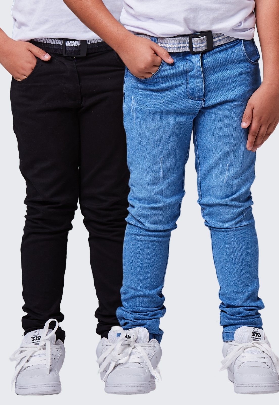 Infantil – Kit 2 Calça Skinny Jeans Daze Modas Preto e Jeans Claro