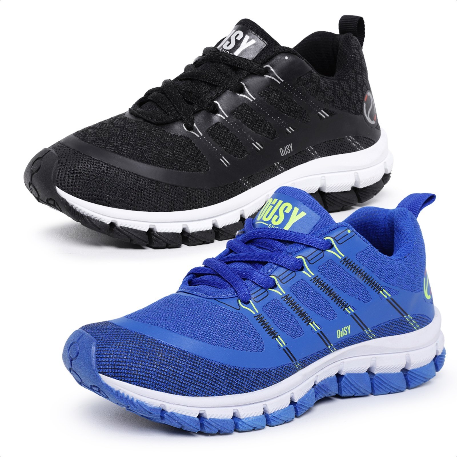 Infantil – Kit 2 Tênis Casual Ousy Shoes Leve Conforto Esportivo Escola Passeio Lançamento Combo Unissex Preto e Azul