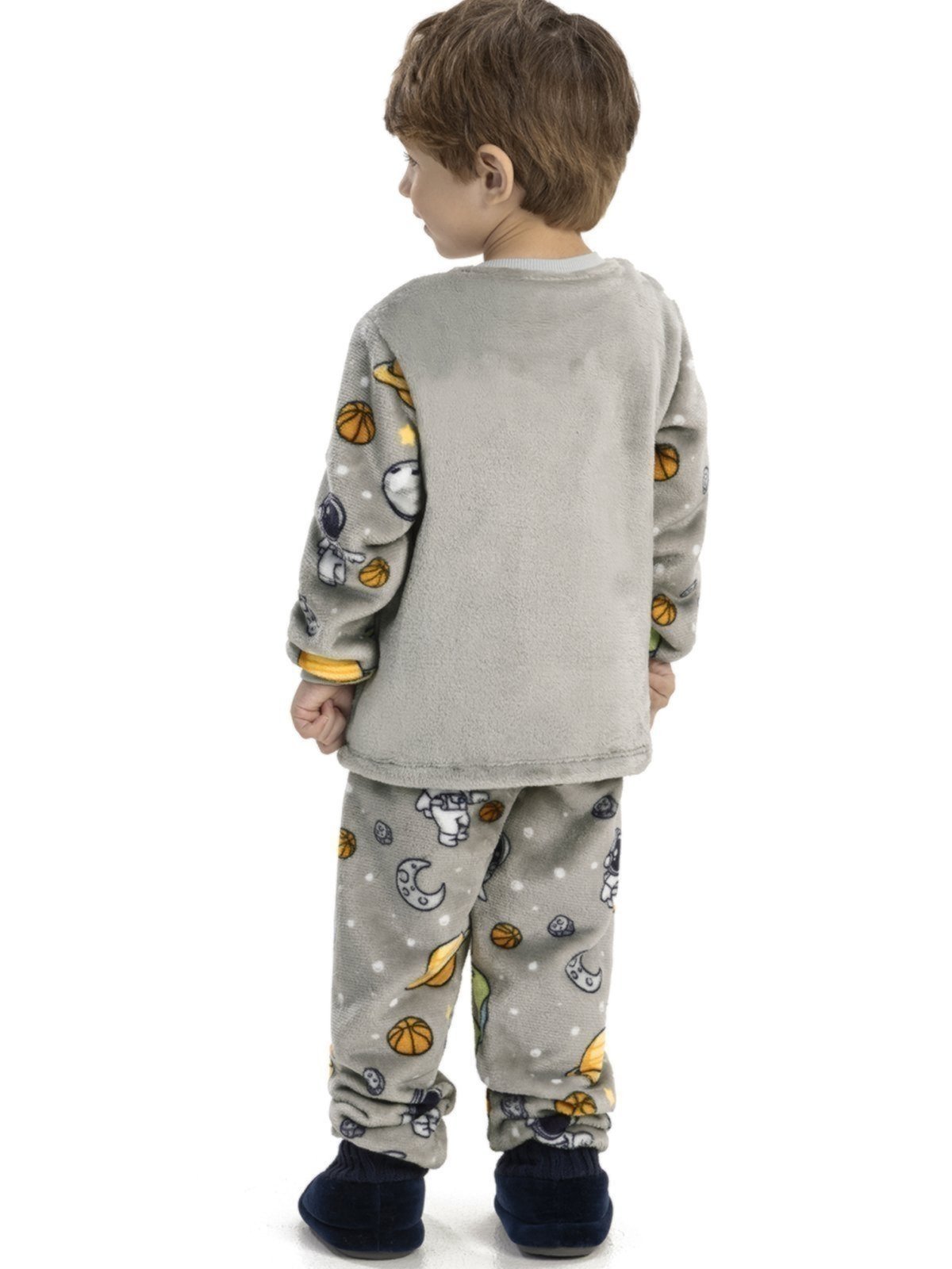 Vista 3 Pijama de Inverno Em Fleece Menino Brilha no Escuro Magicamente Astronauta Magicamente Kids cinza Magicamente Kids cinza