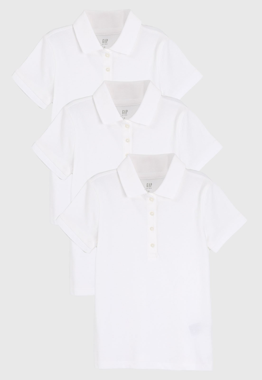 Infantil – Kit Camisa 3pçs Polo GAP Lisa Branca