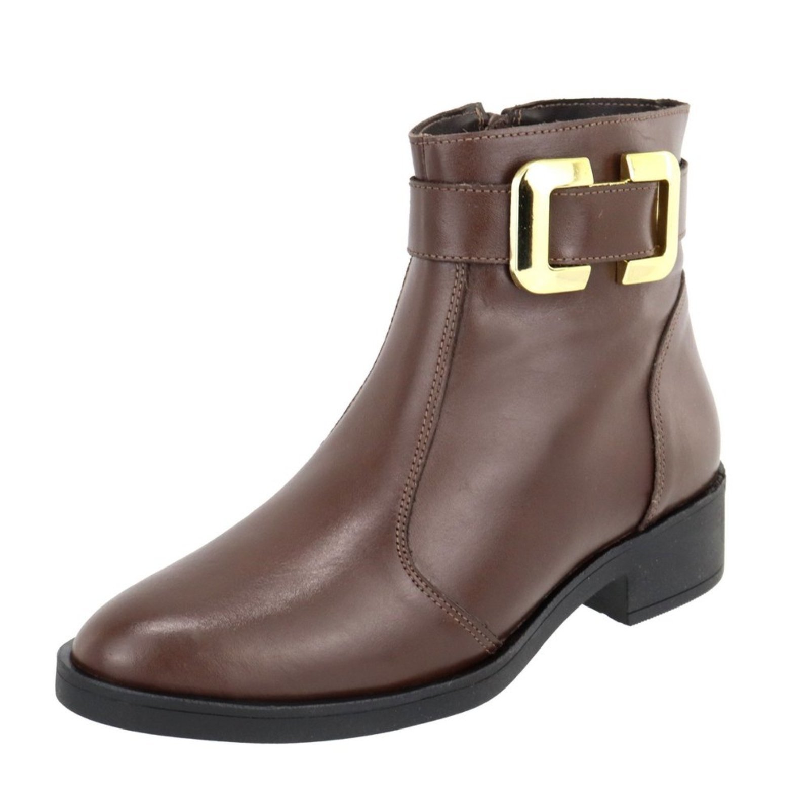 Bota em Couro Feminina Cano Curto Chocolate Lançamento Tellini Store
