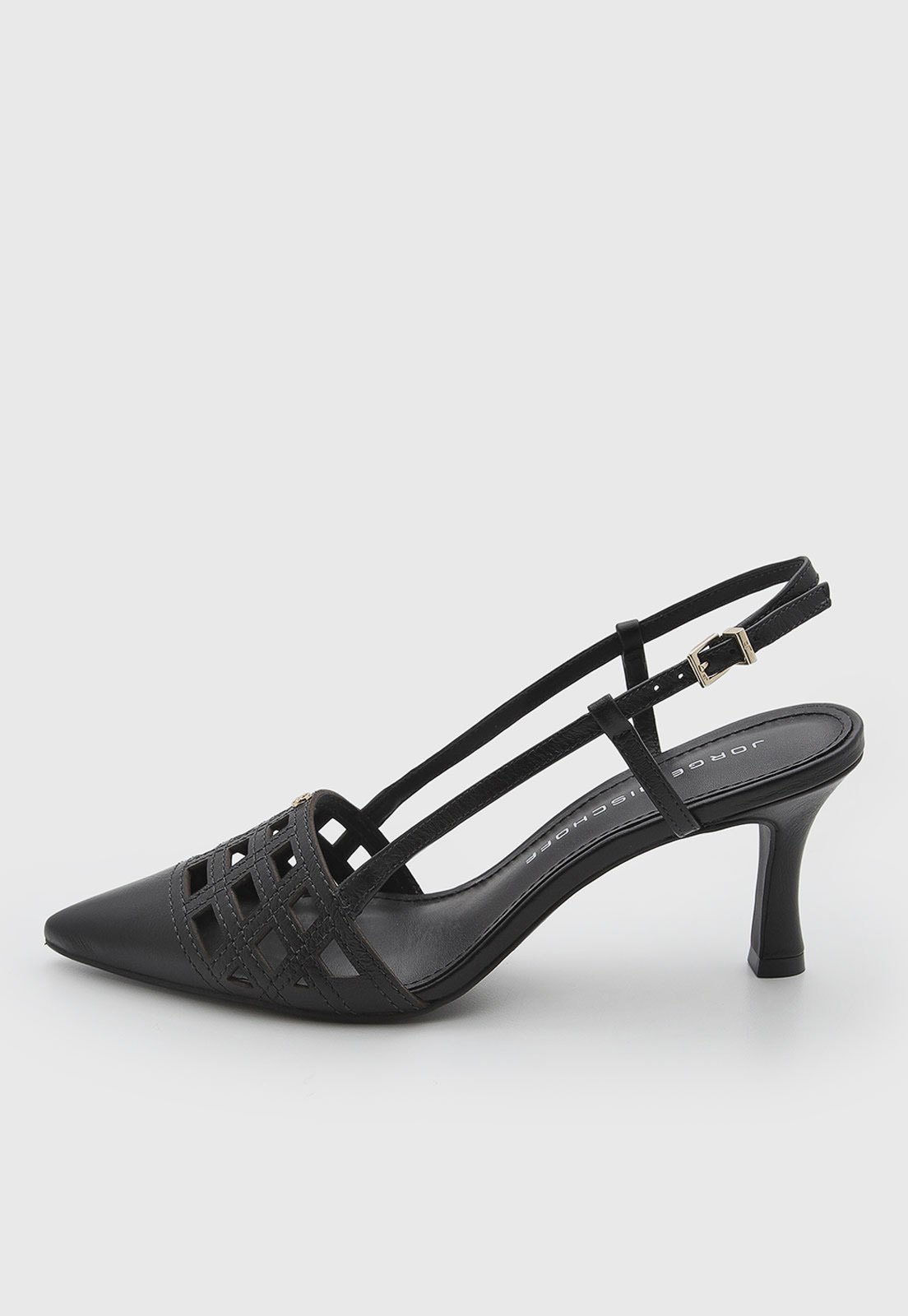 Scarpin Feminino Jorge Bischoff Couro Slingback Preto