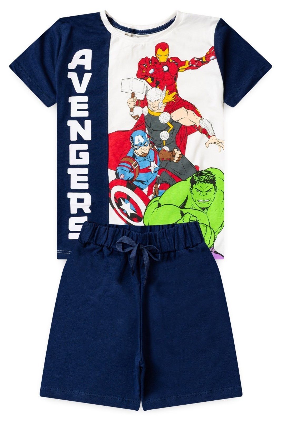 Infantil – Conjunto Bem Vestir Masculino Camiseta e Bermuda Avengers Off White