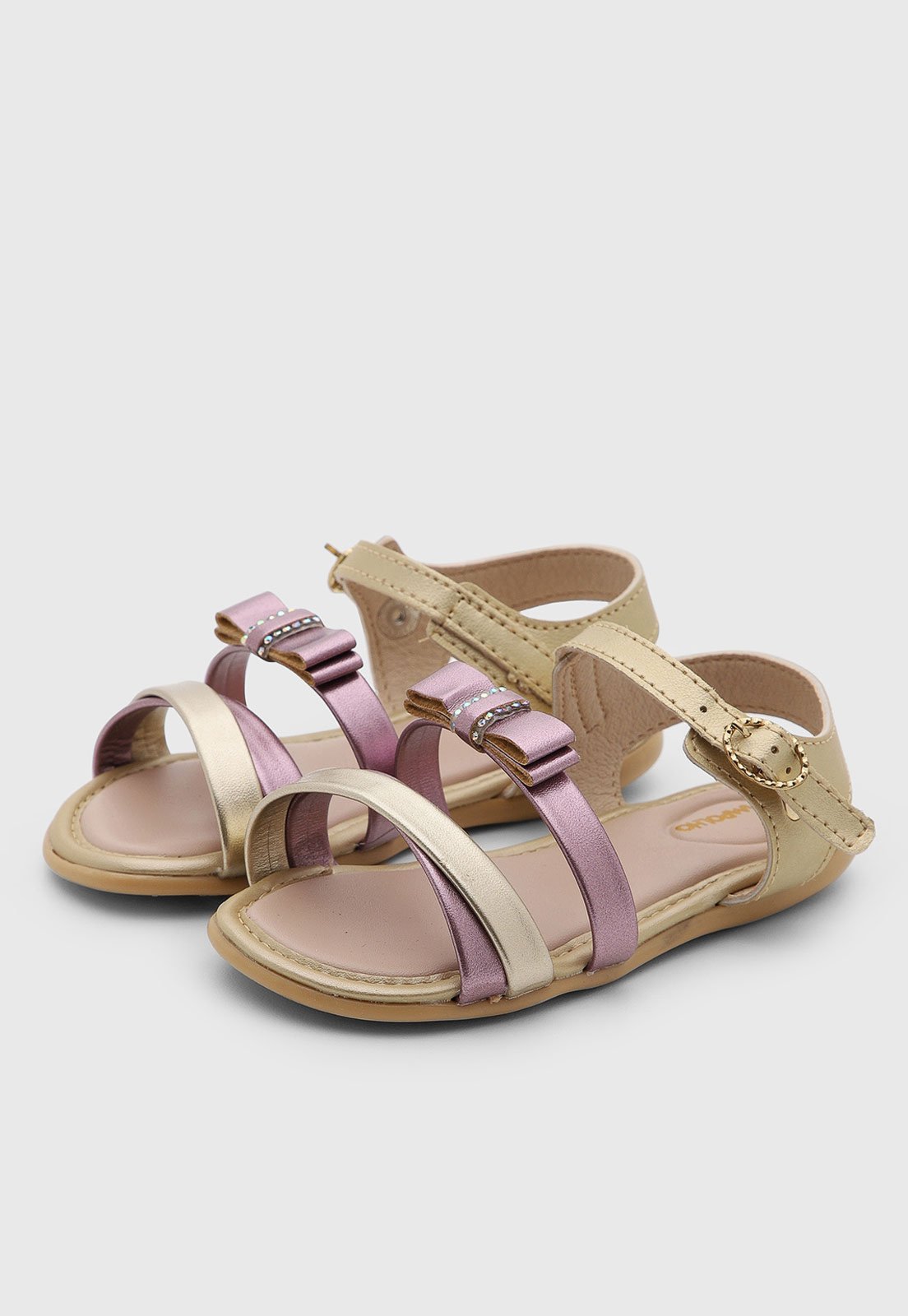 Infantil - Sandália Pimpolho Glam Tiras Fivela Dourada