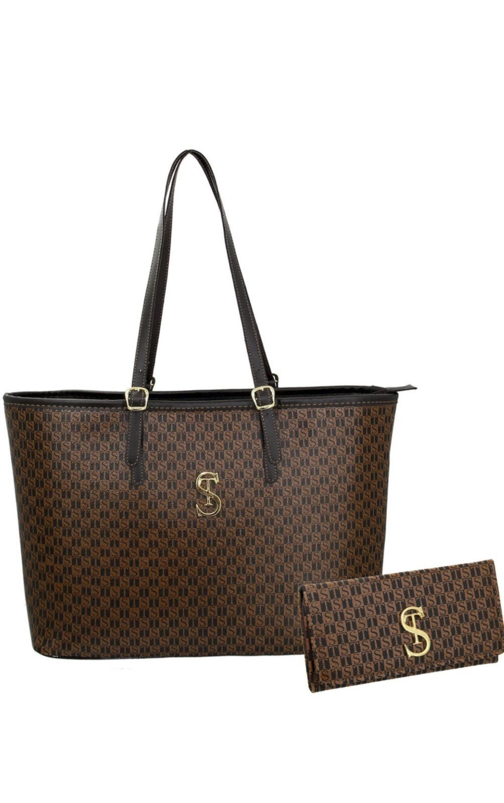 Bolsa Sacola Grande de Ombro Kit com Carteira Selten Marrom