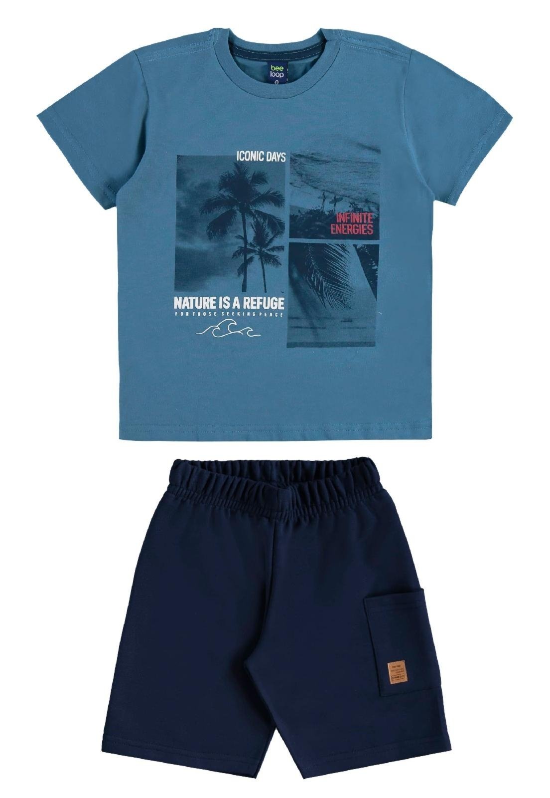 Infantil - Conjunto Camiseta e Bermuda Bee Loop Azul