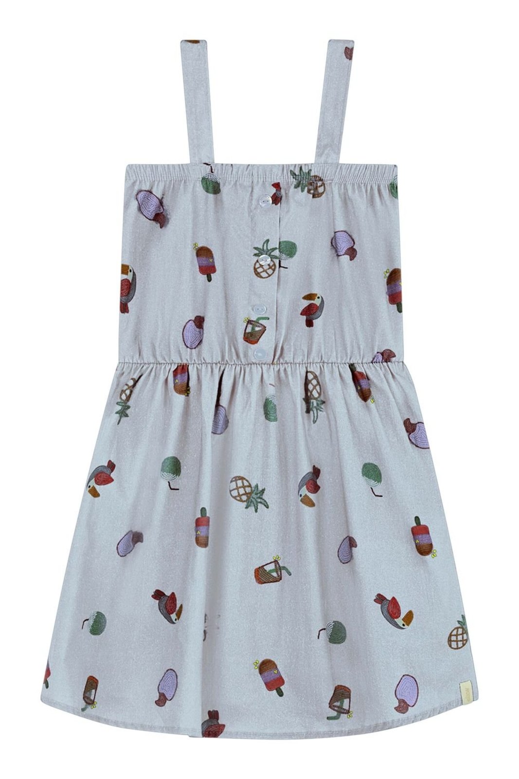 Infantil - Vestido Menina Tropical Tricoline Elian Azul