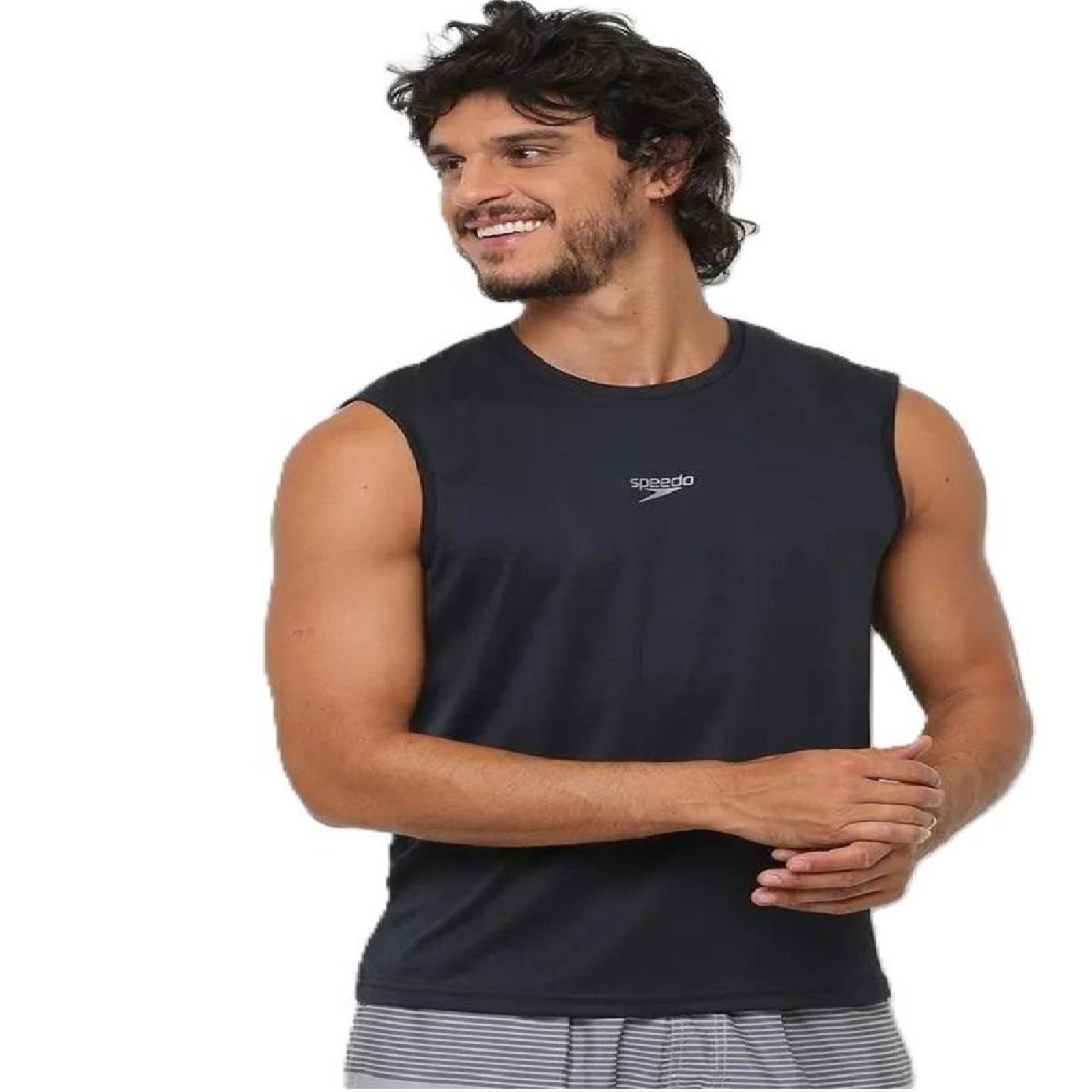 Vista 2 Regata Masculina Speedo Interlock Academia Marinho EG2 preto Speedo preto