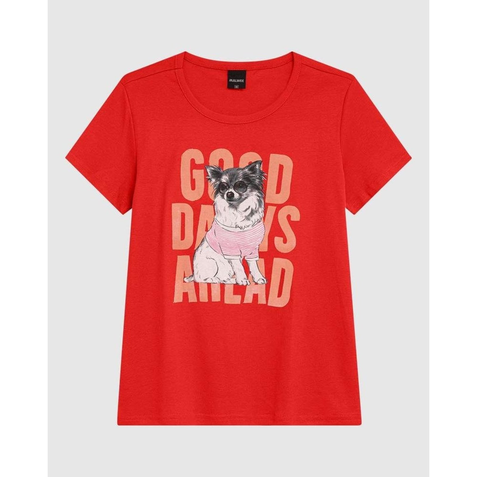 Camiseta Feminina Manga Curta Estampa Frontal Em Malha Algodão