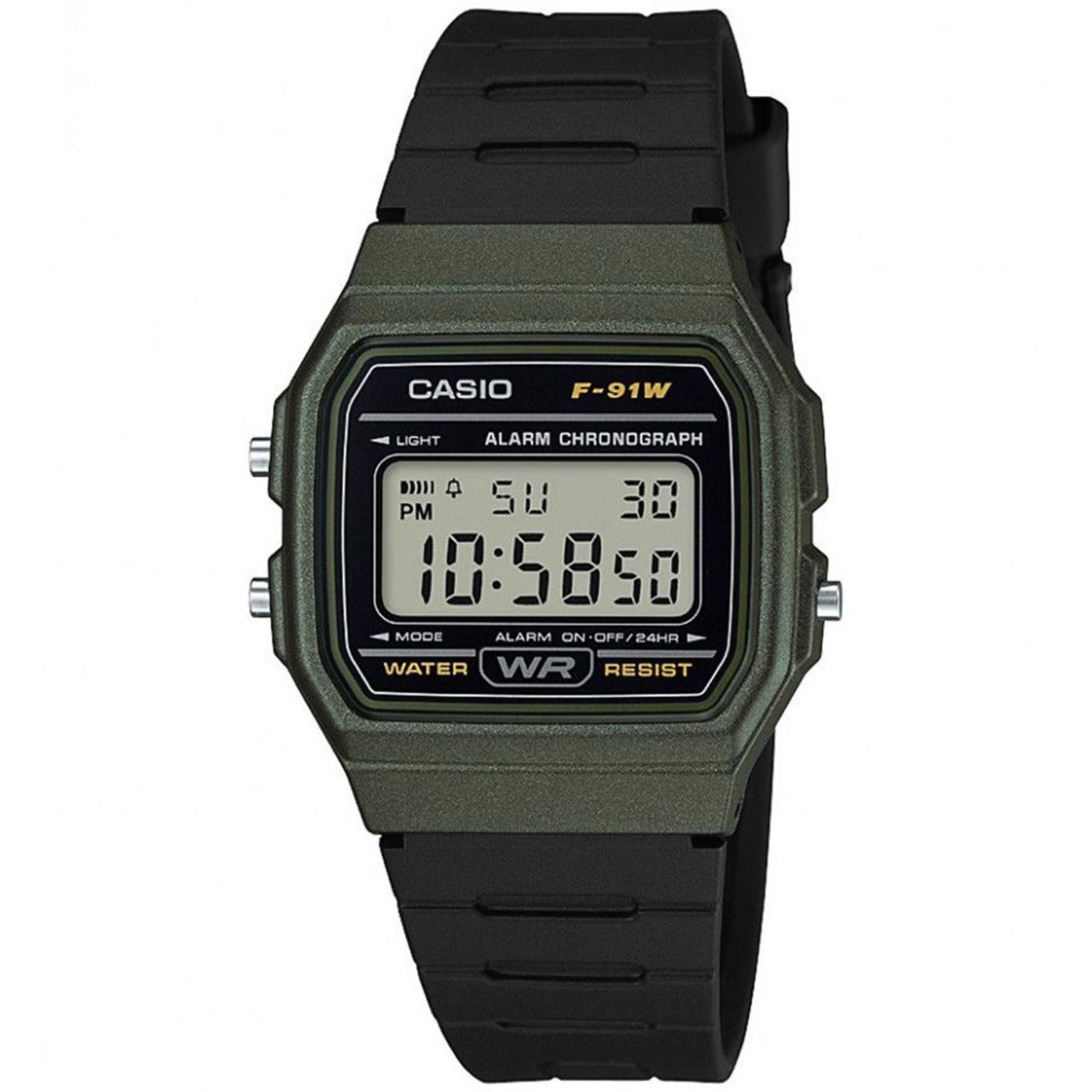 Vista 2 Relógio Casio Digital F-91WM-3ADF-SC Casio verde