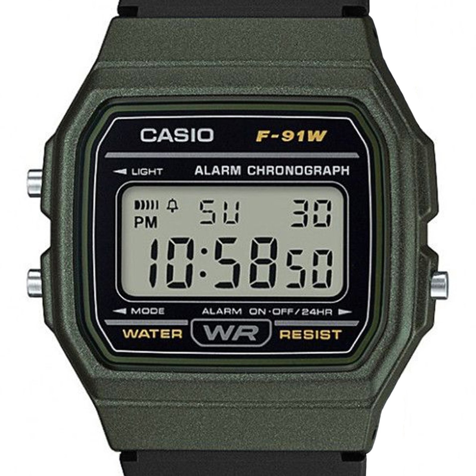 Vista 3 Relógio Casio Digital F-91WM-3ADF-SC Casio verde