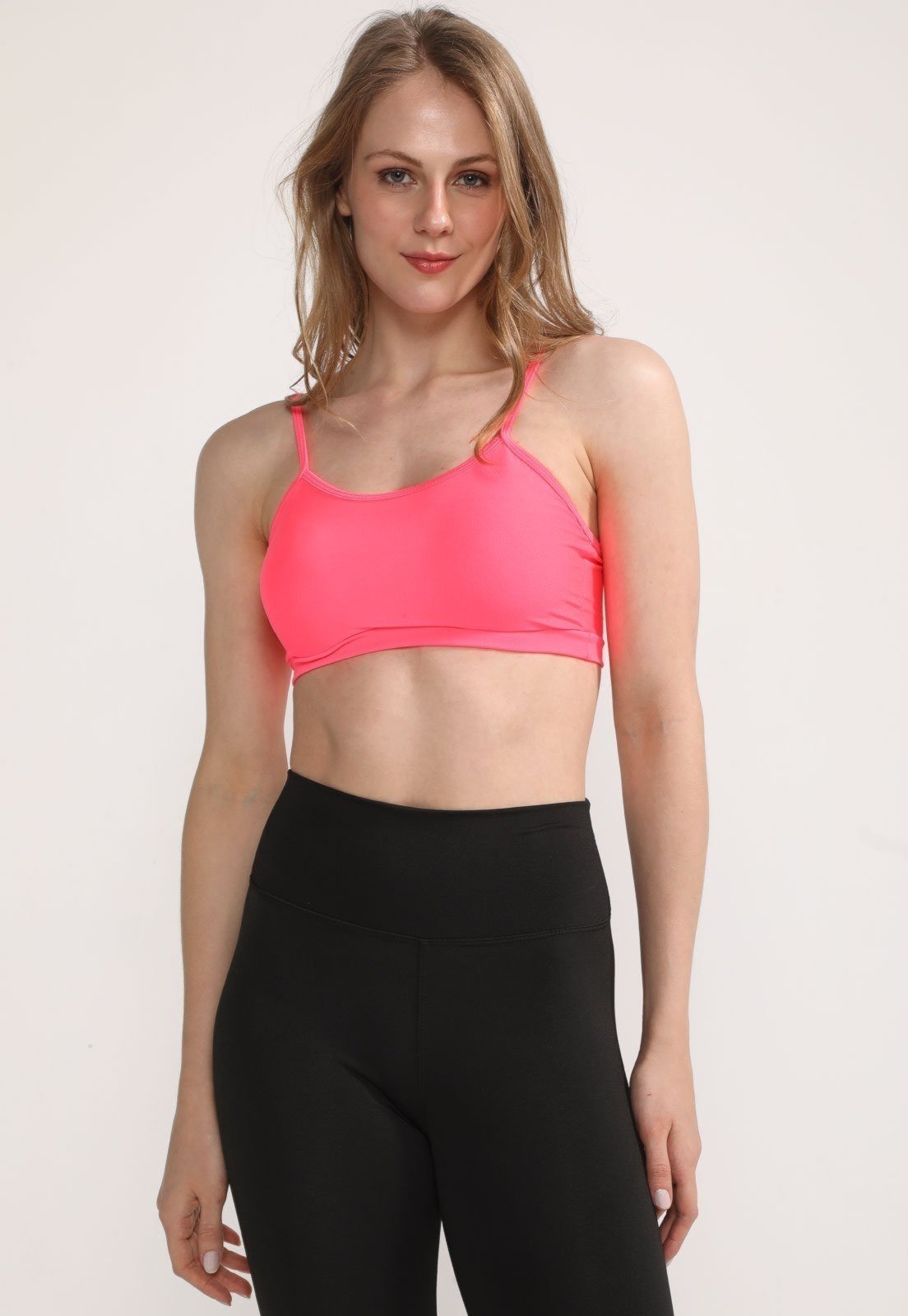 Top Academia D Bell Outlet Fashion Alça Fina Rosa Neon