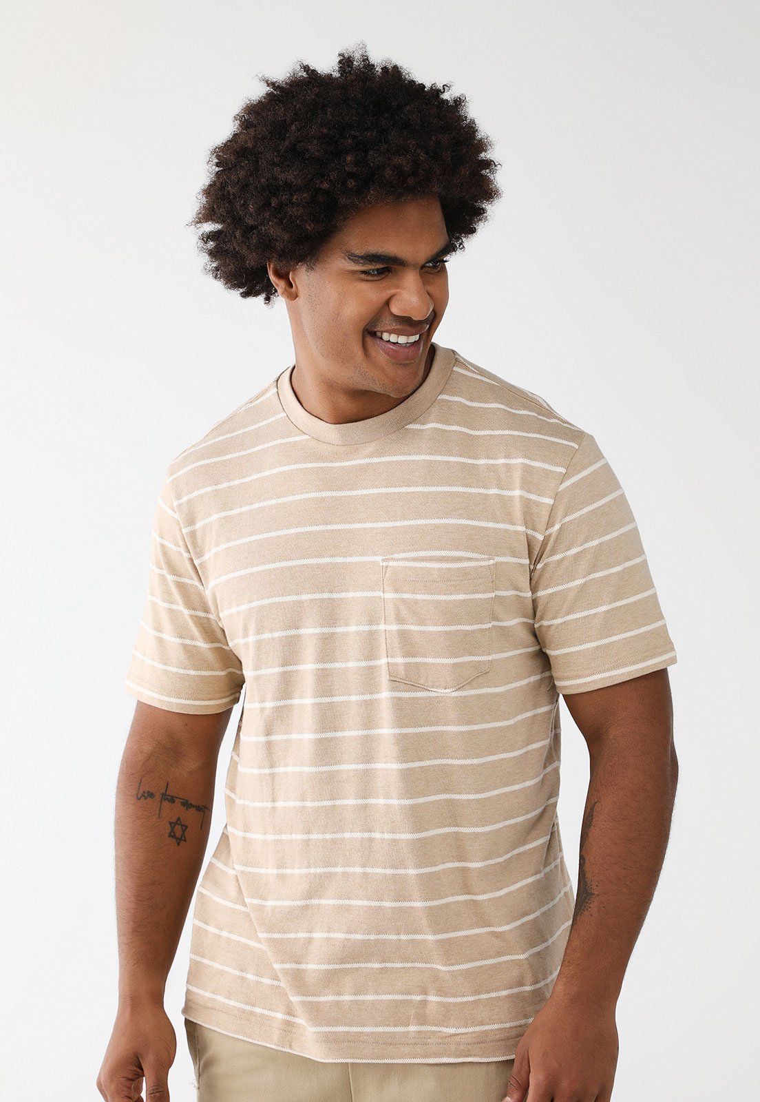 Camiseta GAP Reta Listrada Bege