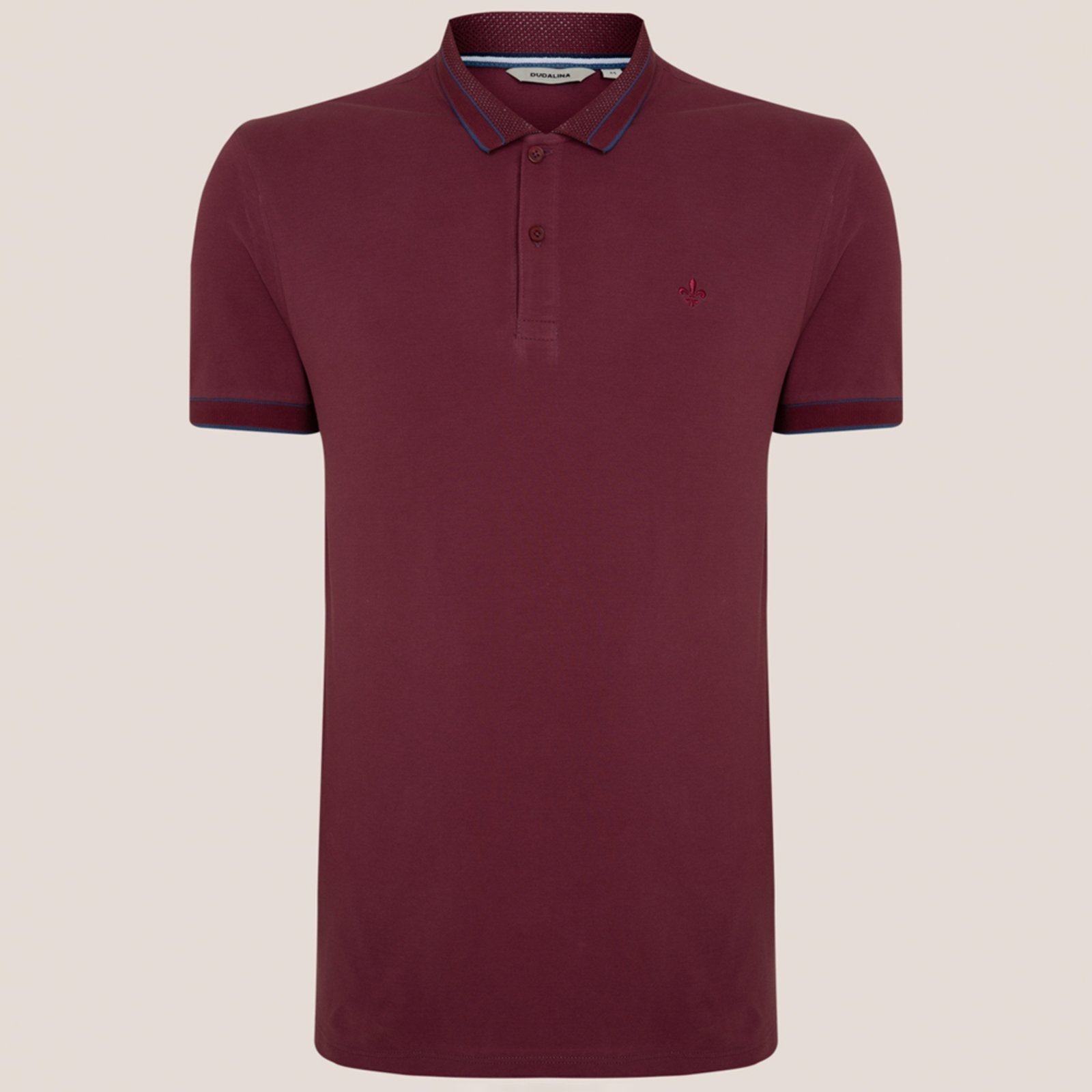 Camisa Polo Dudalina Textura Gola Pr26 Bordô Masculino