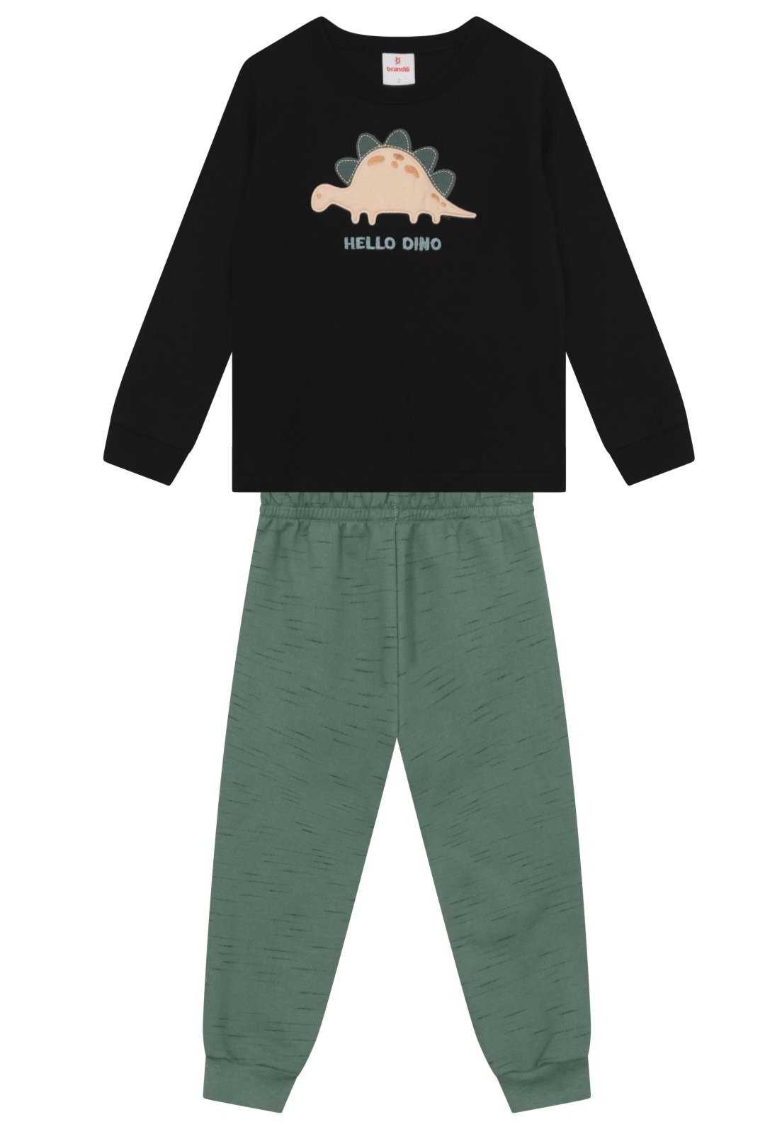Infantil - Conjunto menino com bordado de dinossauro Brandili