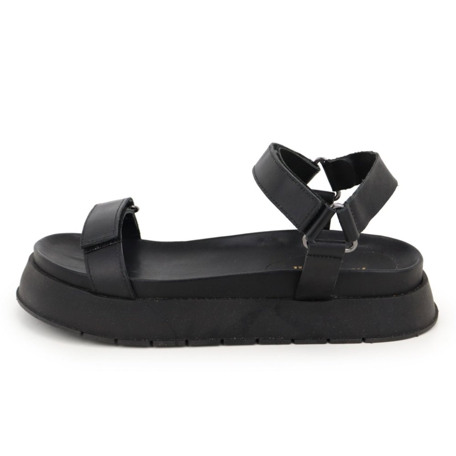 Sandália Papete Flatform Feminina Conforto em Couro Lacre Maria Paula Preto