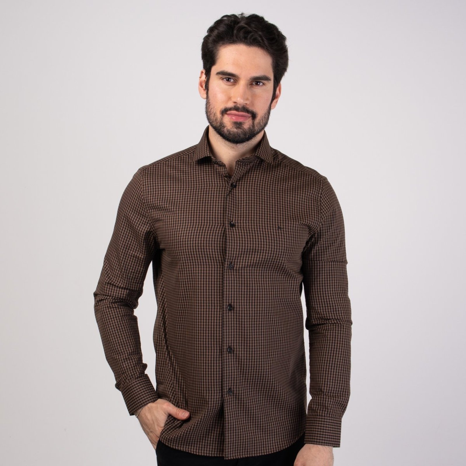 Camisa Aramis Damero Xadrez Marrom