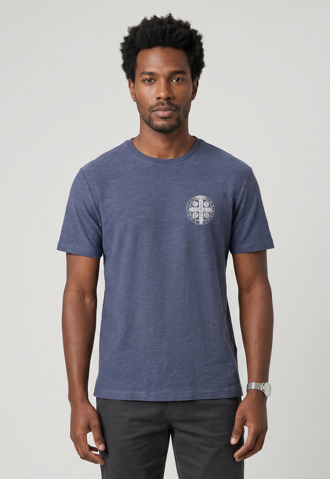 Camiseta Masculina Zapälla Estampa Frontal Azul