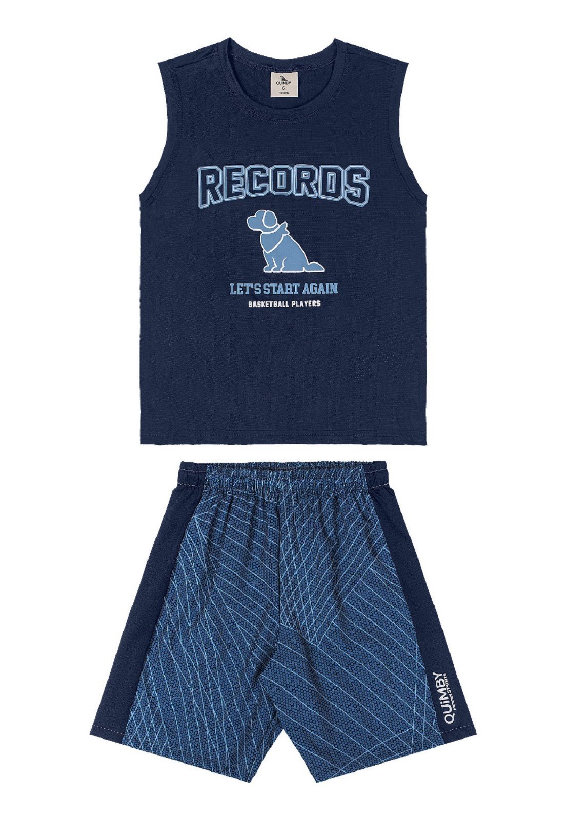 Infantil - Conjunto Regata Dry Fit Bermuda Quimby Azul