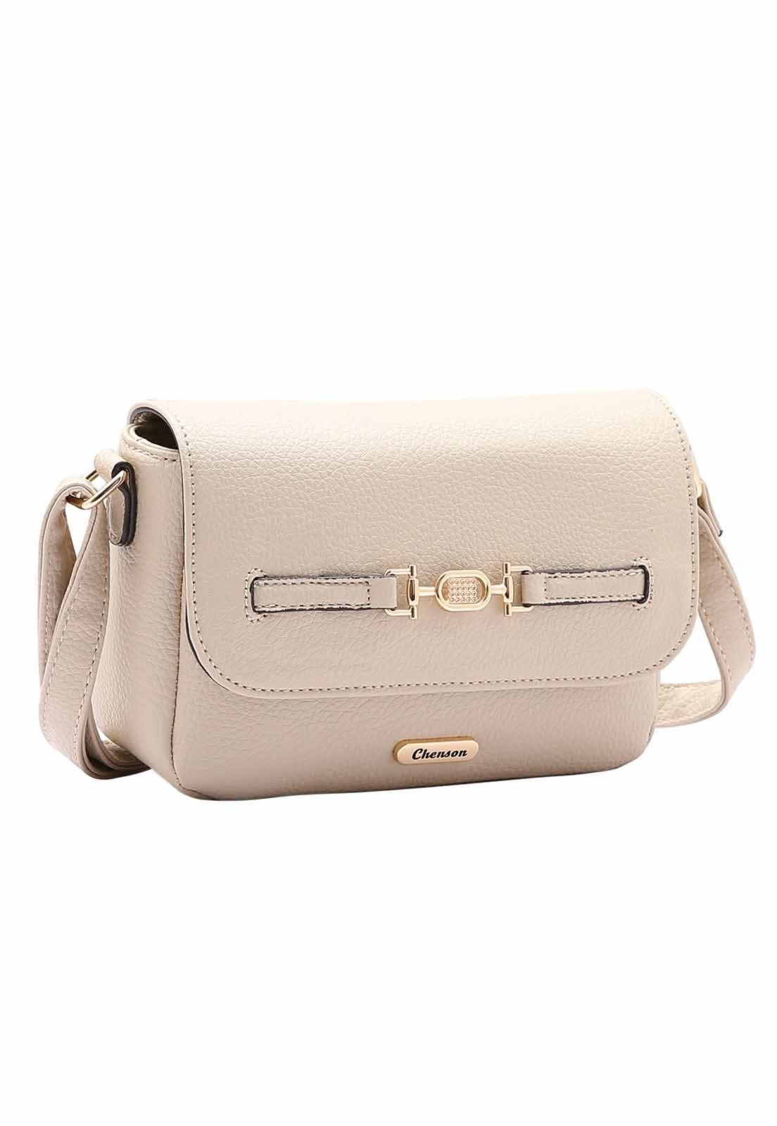 Bolsa Feminina Chenson Original Minimalista Transversal Bege 3485021