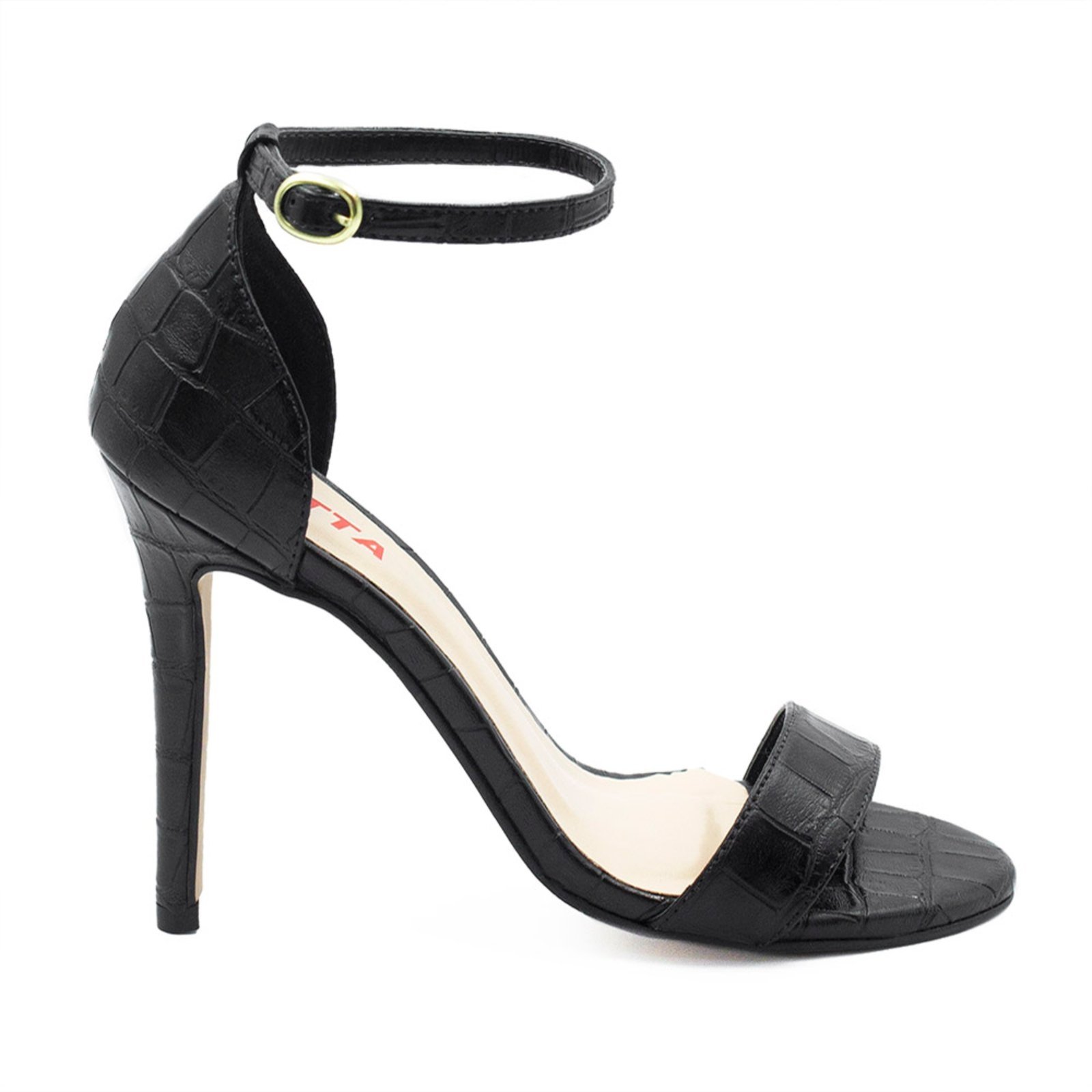 Sandália Zatta Salto Fino Maya Croco Preto