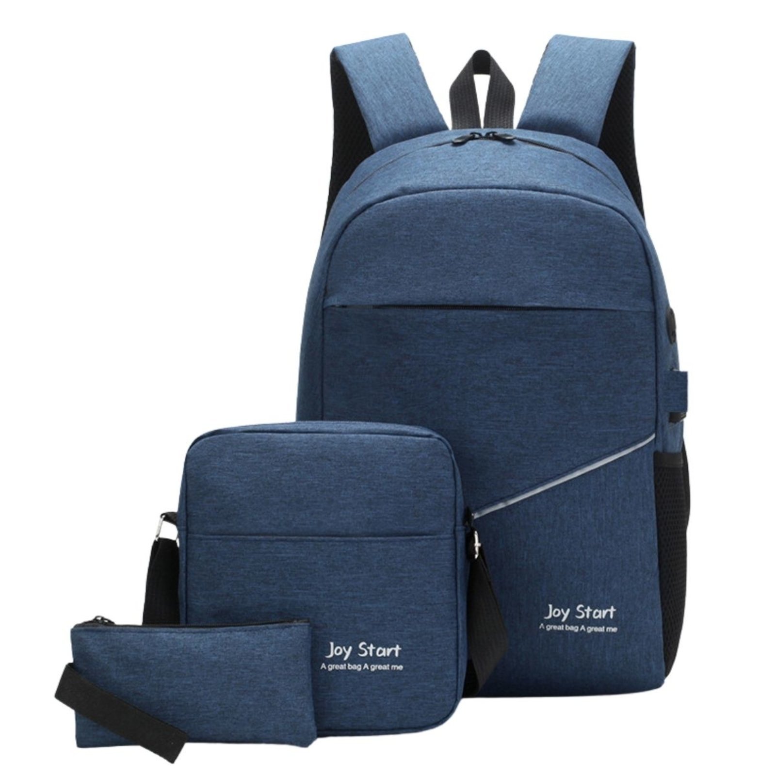 Kit Mochila Masculina Escolar Notebook Bolsa Transversal Masculina Necessaire Star Shop Azul