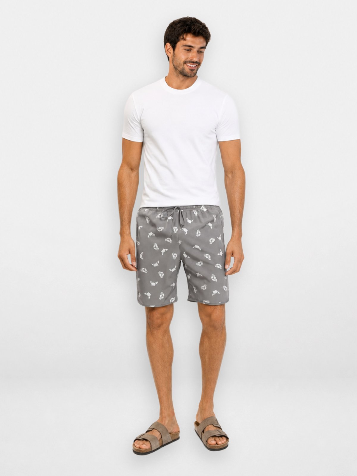 Bermuda Masculina Pompier Estampada em Hidrolight com Elastano Cinza