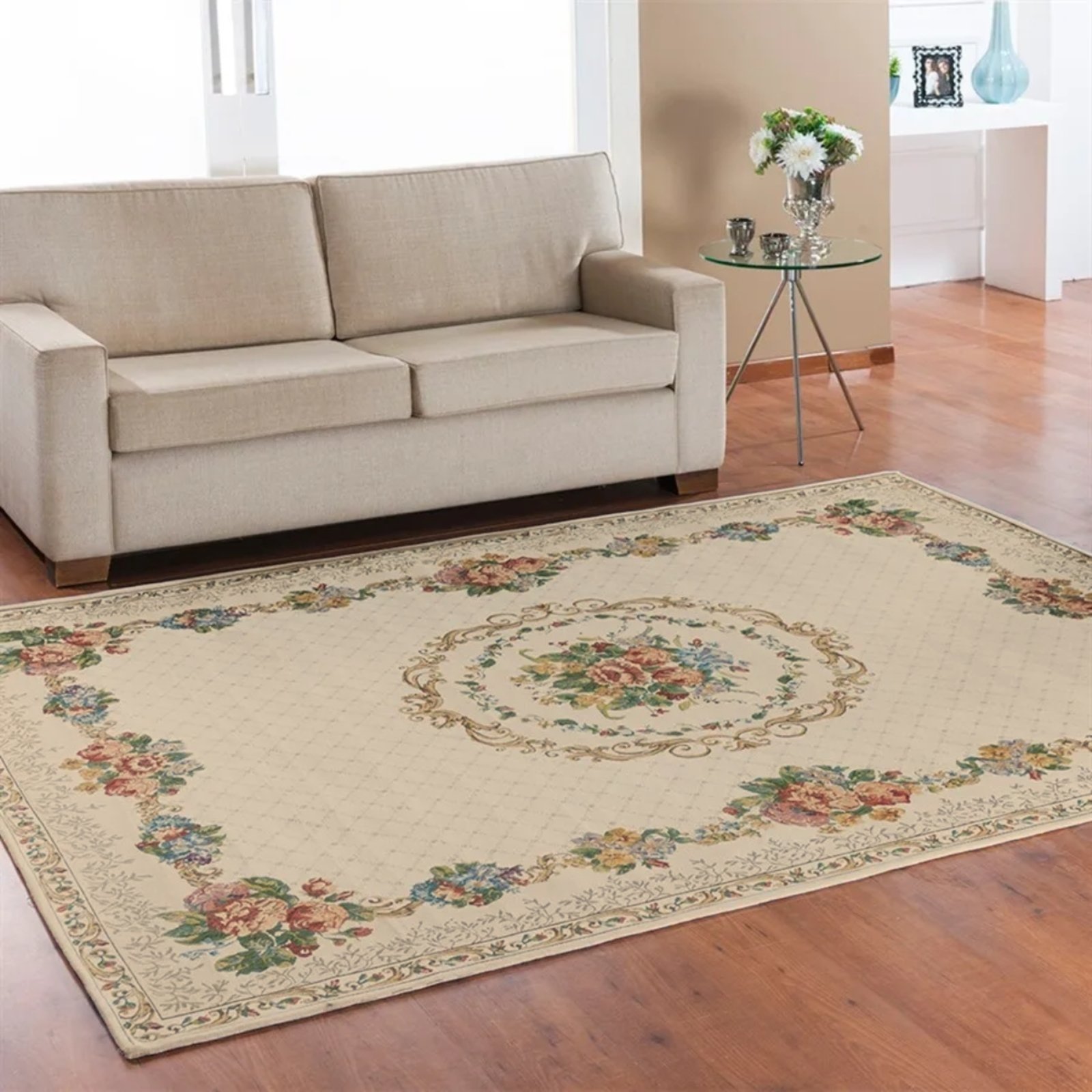 Tapete Sala Quarto 60×90 Antiderrapante Niazitex Provençal Bege Dark