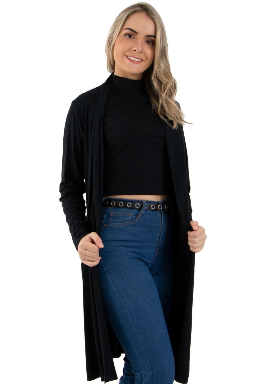 Vista 3 Cardigan Rioutlet Viscolycra Liso preto Rioutlet preto