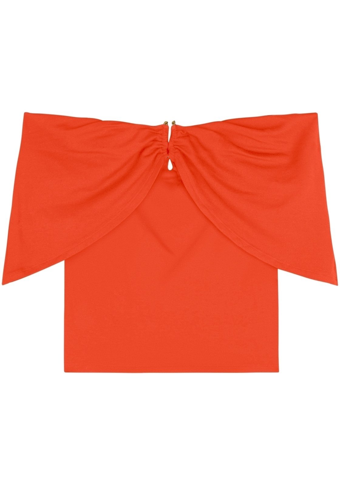 Blusa Ombro A Ombro Com Recorte E Enfeite Metalizado