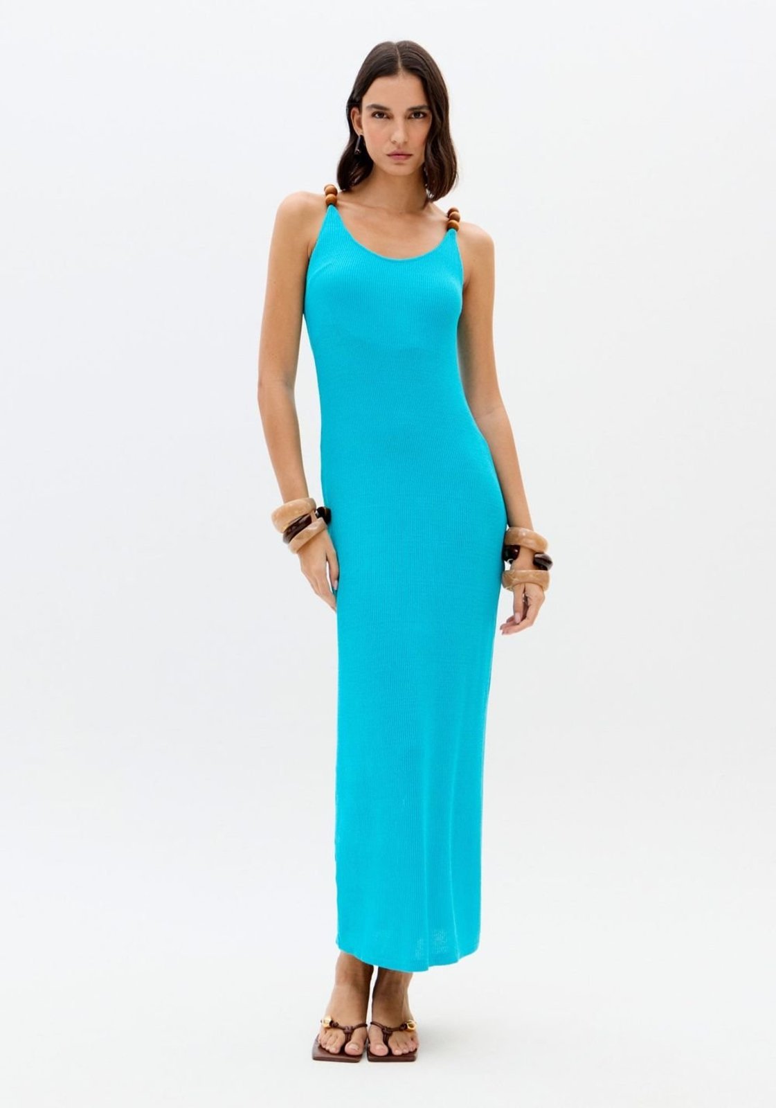 Vestido Super Midi Com Miçangas Lança Perfume