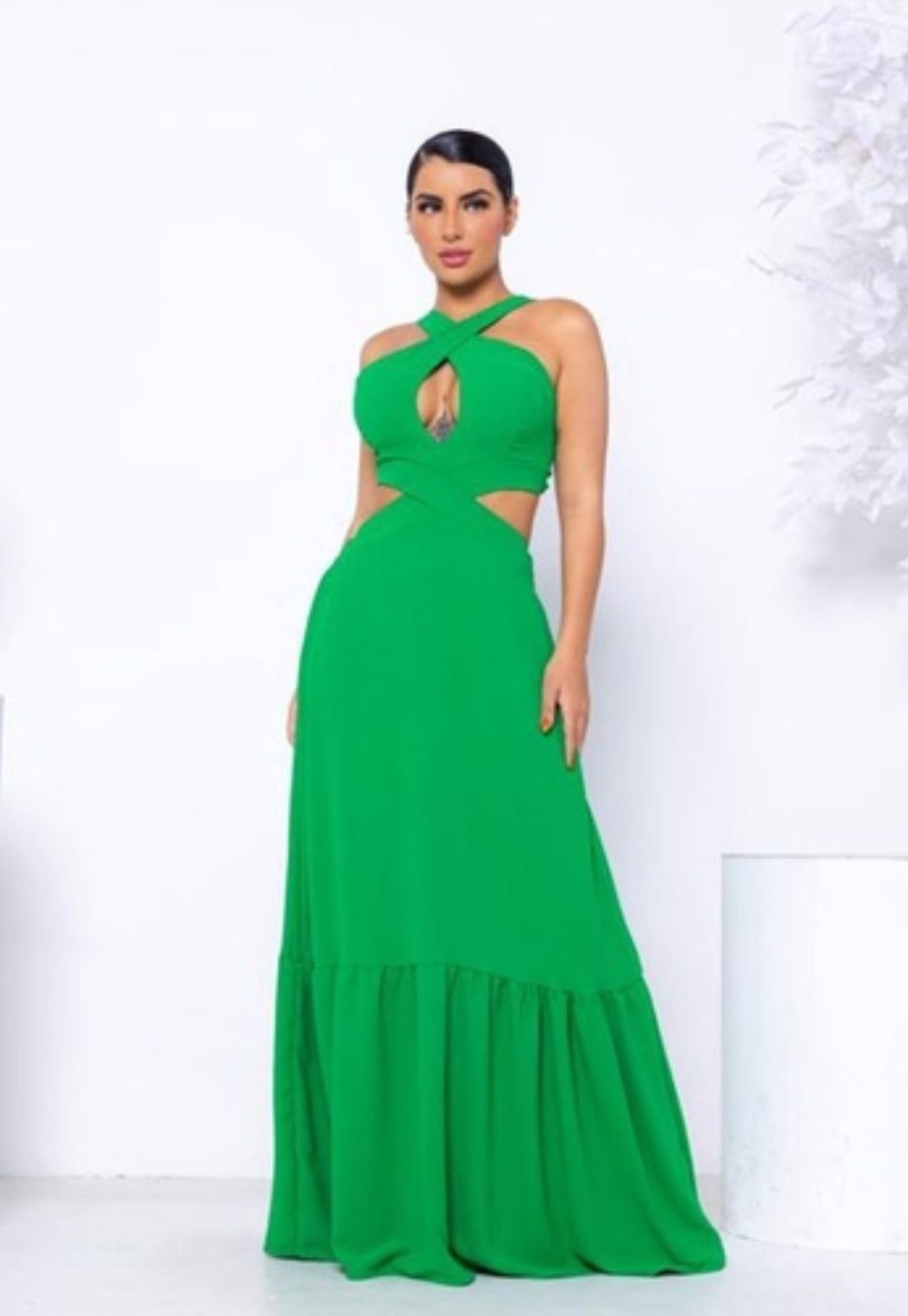 Vestido Longo Multiformas Lina Amarração Verde