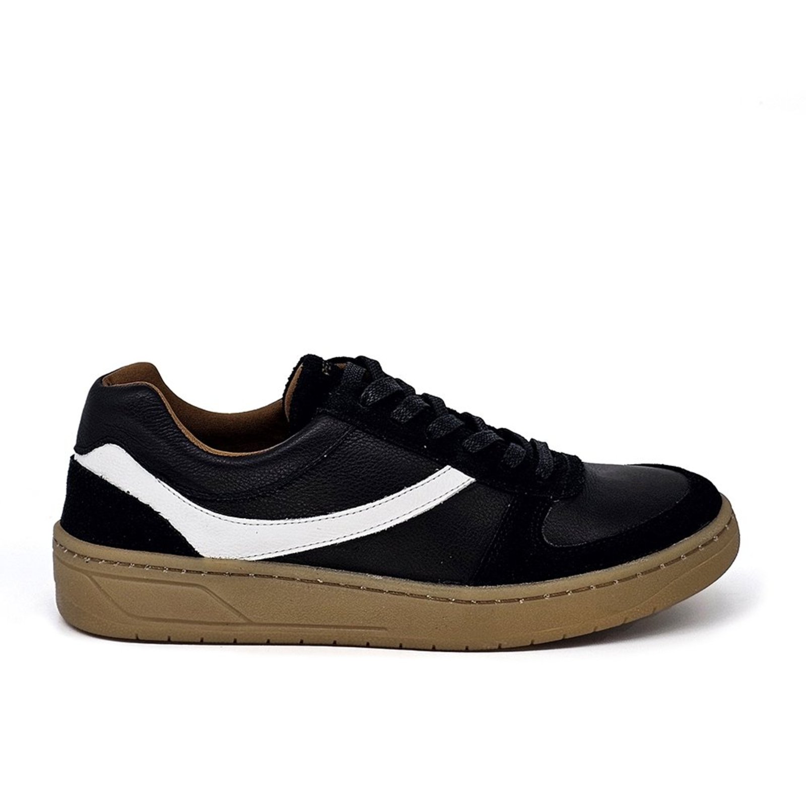 SAR007 TENIS AMARRAR SARA - COURO CAM PRETO/CFT PRETO/CFT BRANCO