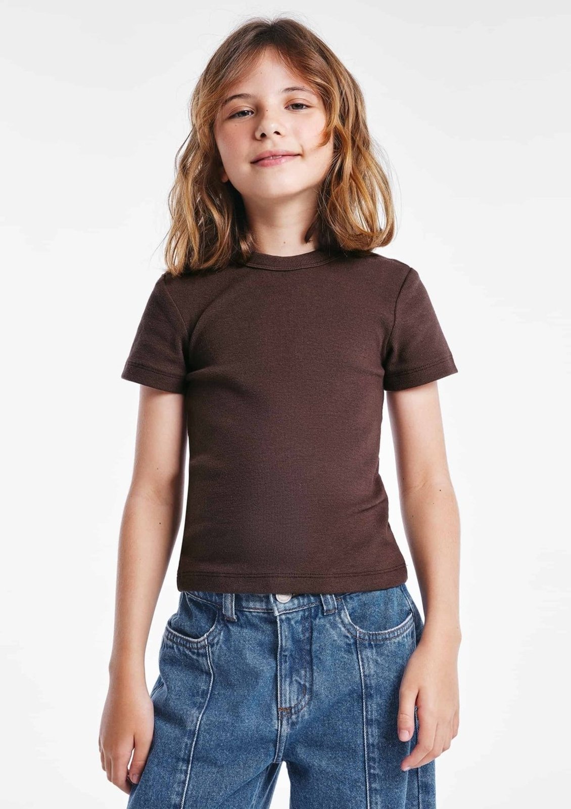 Infantil - Blusa Menina Em Ribana Canelada Hering