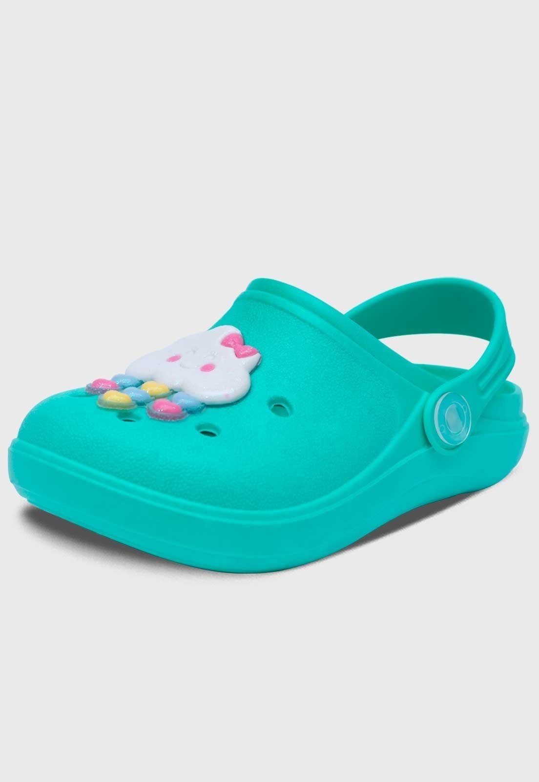 Infantil - Babuche Feminino Pópidi Menina Chuva de Amor Verde