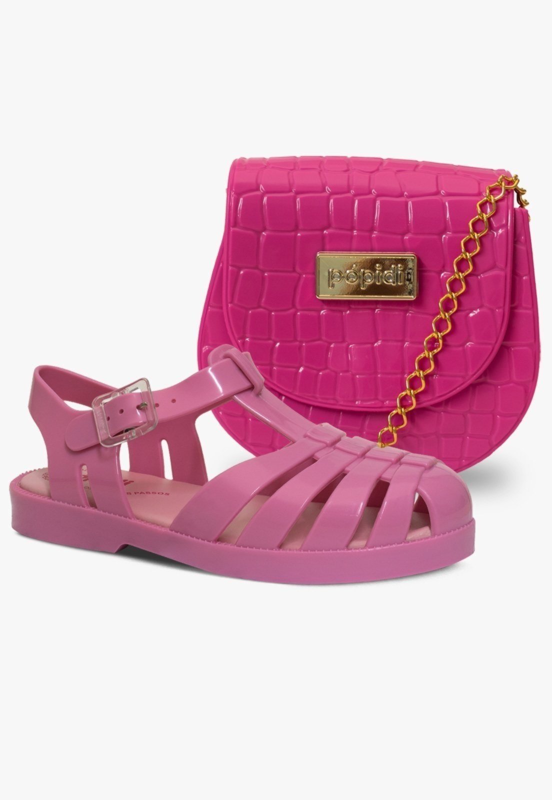 Infantil – Kit Bolsa e Sandália Feminina Pópidi Menina Rosa