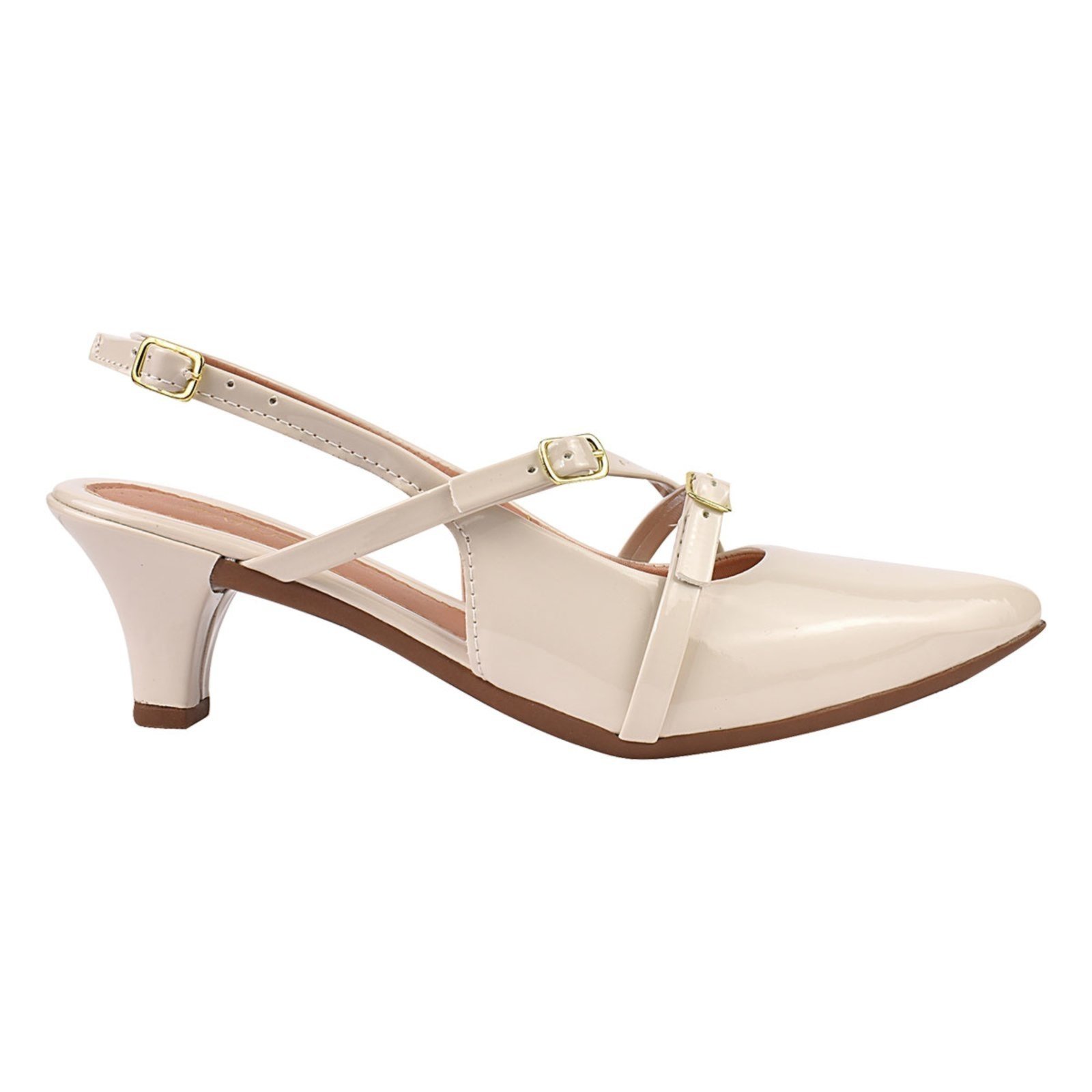 Vista 2 Scarpin Verniz Salto Médio Slingback Verniz Off White ZATURE STORES off-white white ZATURE STORES off-white white