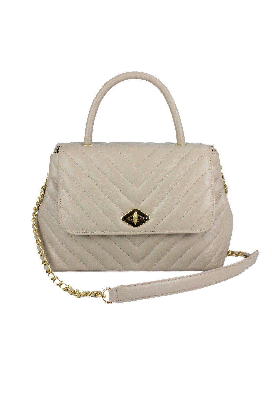 Bolsa Nua Duza Feminina Couro Bege
