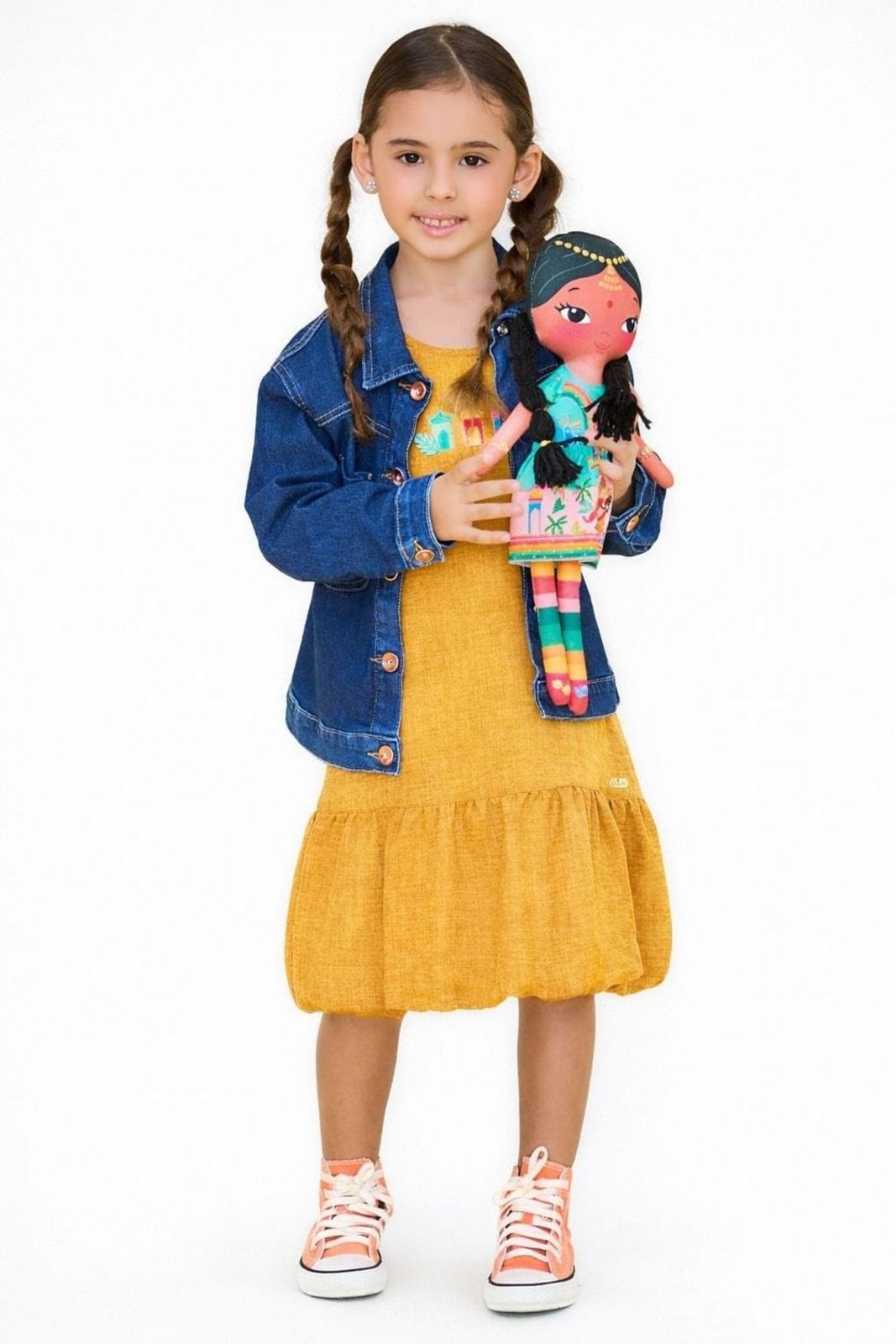 Infantil - Jaqueta Jeans Menina Castelo das Índias Alphabeto Azul