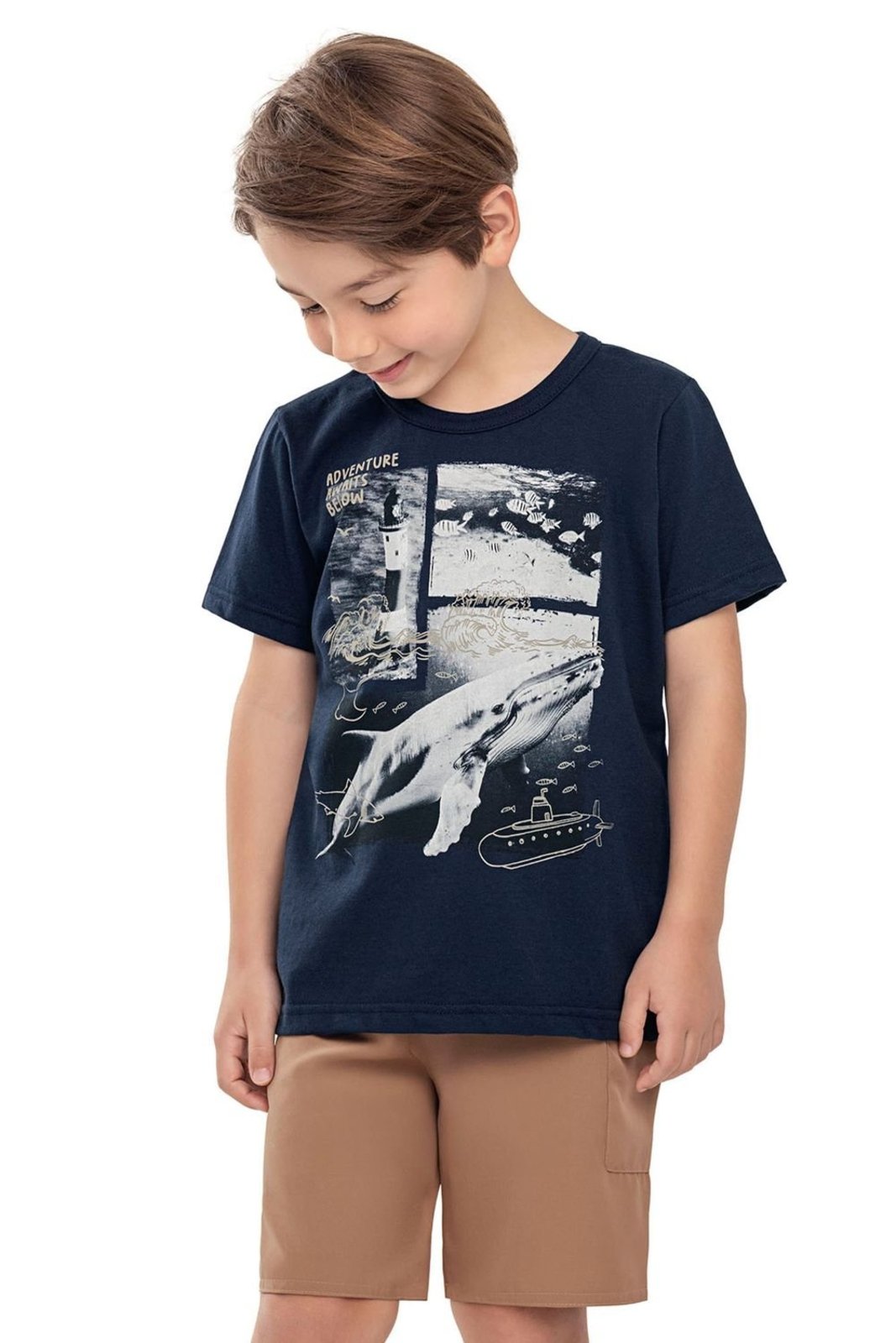Infantil - Conjunto Curto Menino Marítimo Elian Azul