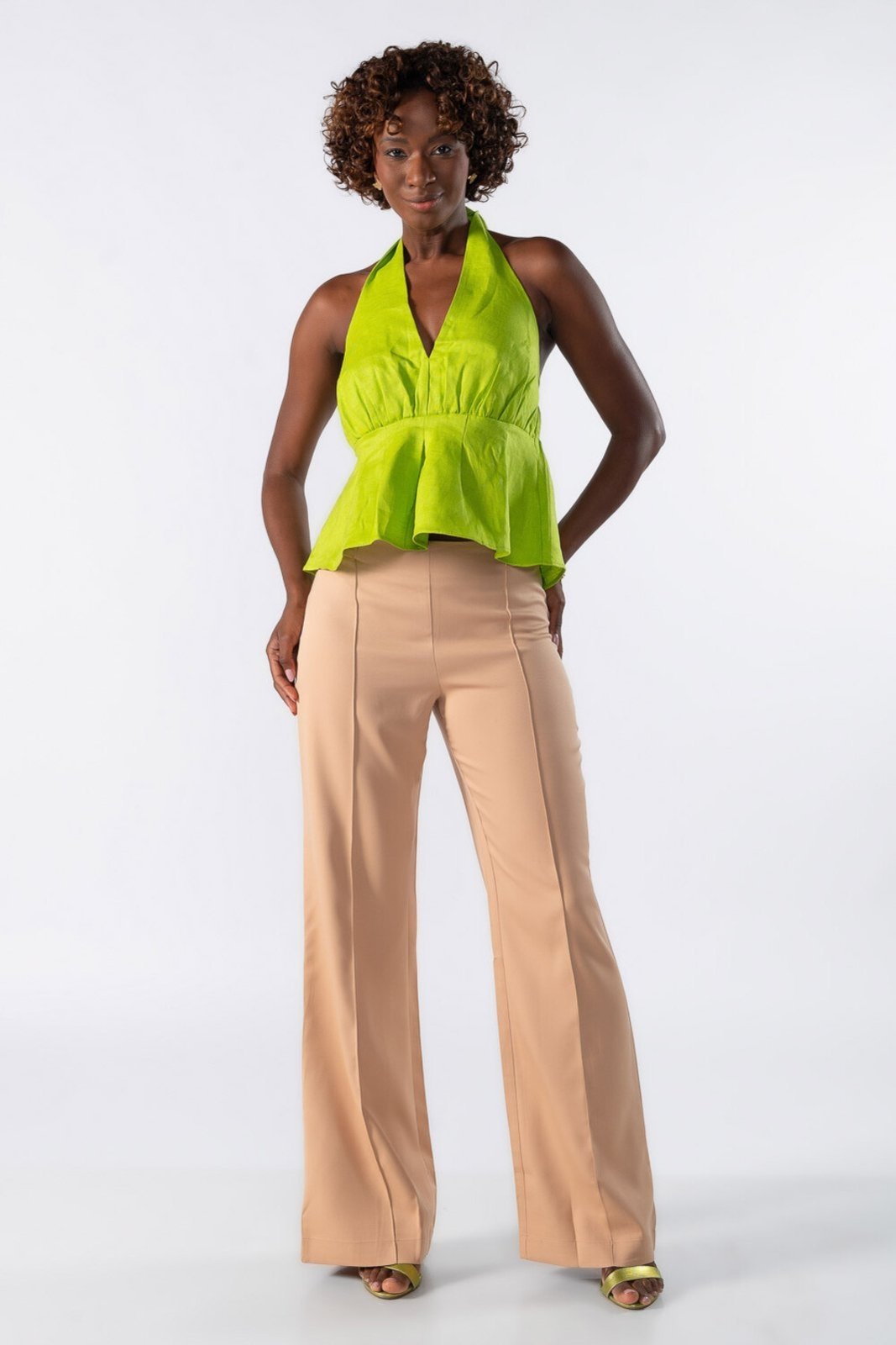 Blusa de babado frente única Verde