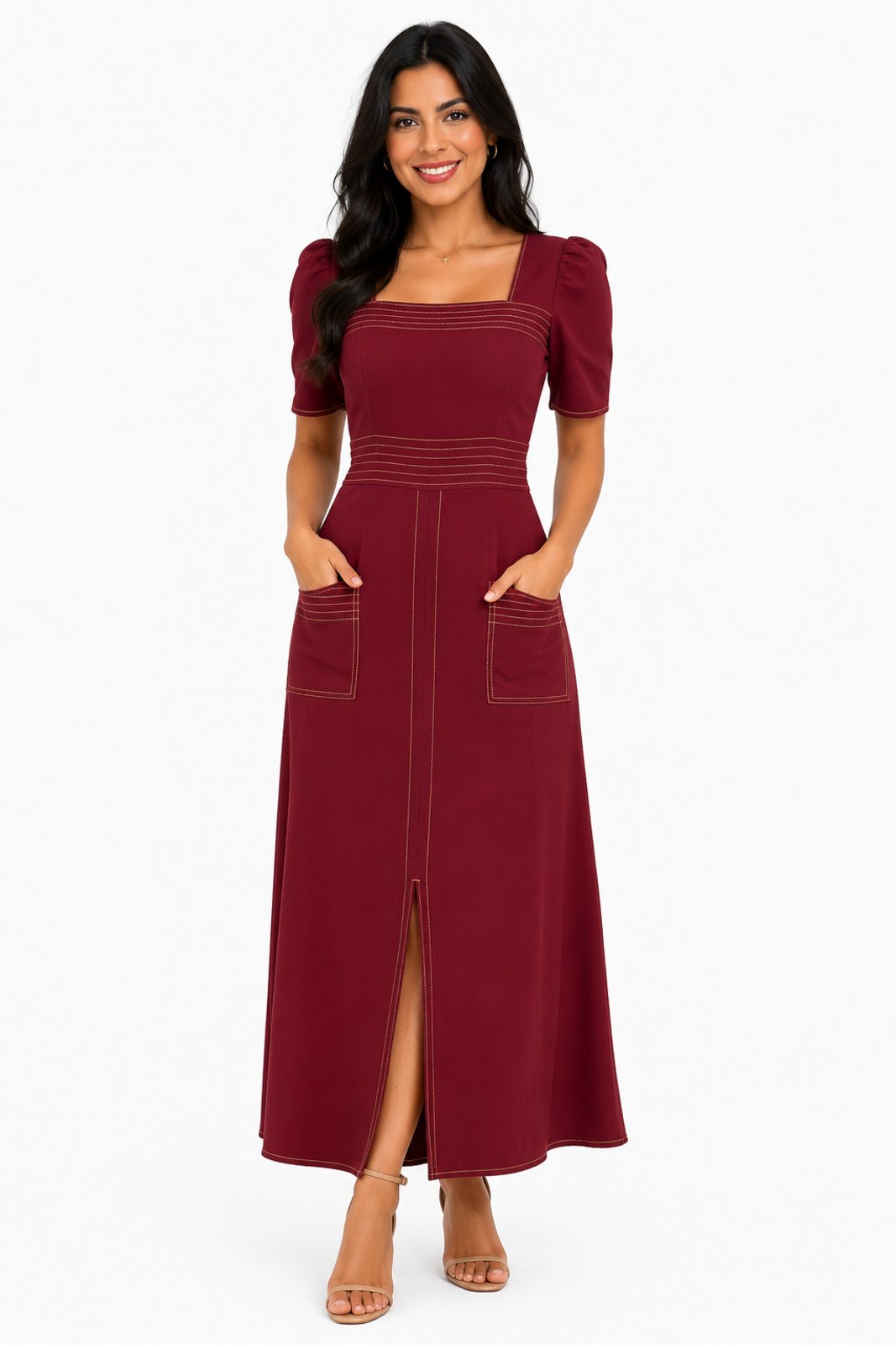 Vestido Longo D Bell Outlet Vinho