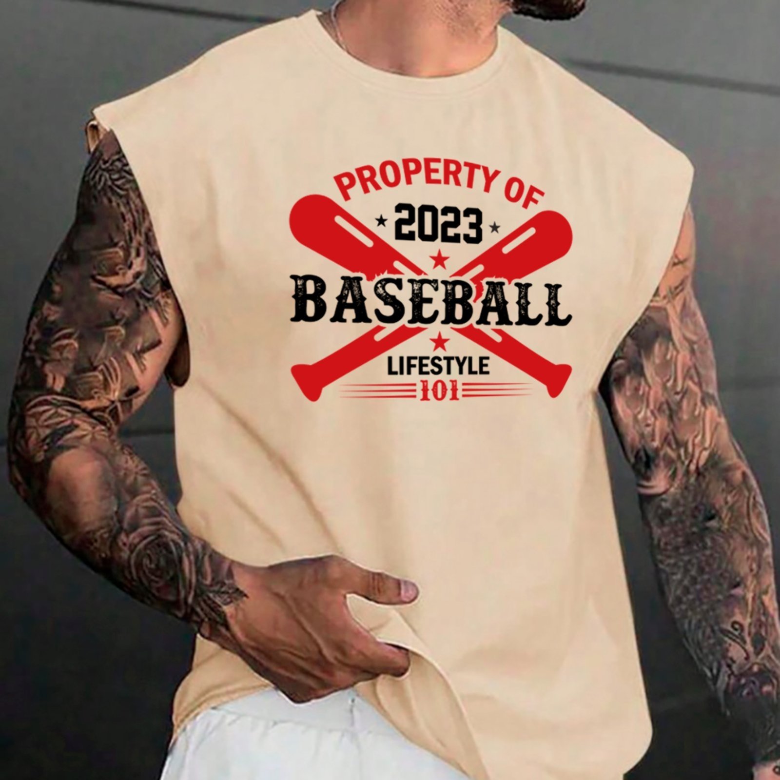 Camiseta Regata Machão Ousy Property Of Baseball Lifestyle 101 Oversized Masculina Off White