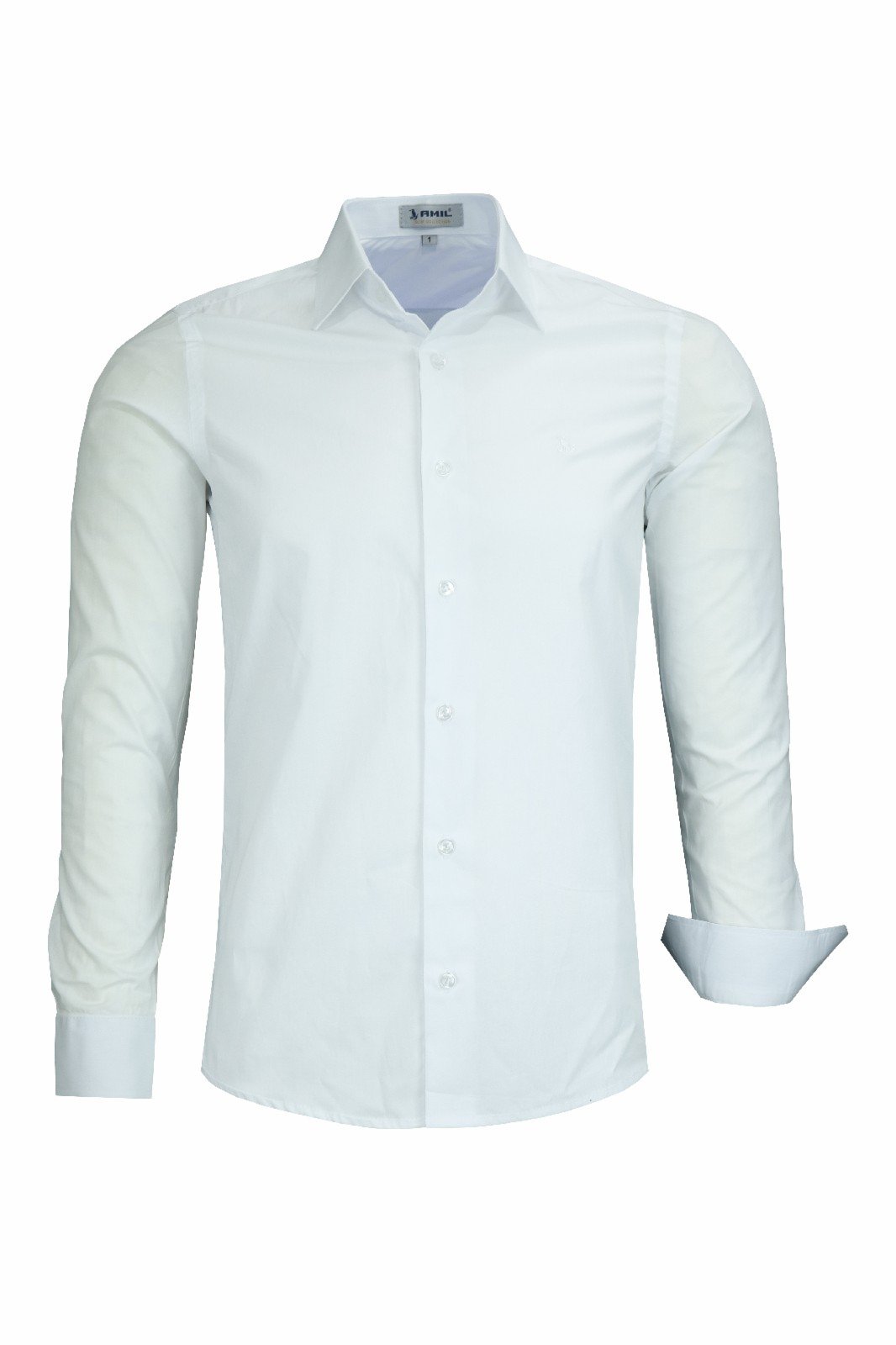 Camisa Manga Longa Amil Tecido Algodão Sem Detalhes Ideal Para Ternos Modelagem Slim 1796 Master Branco 6