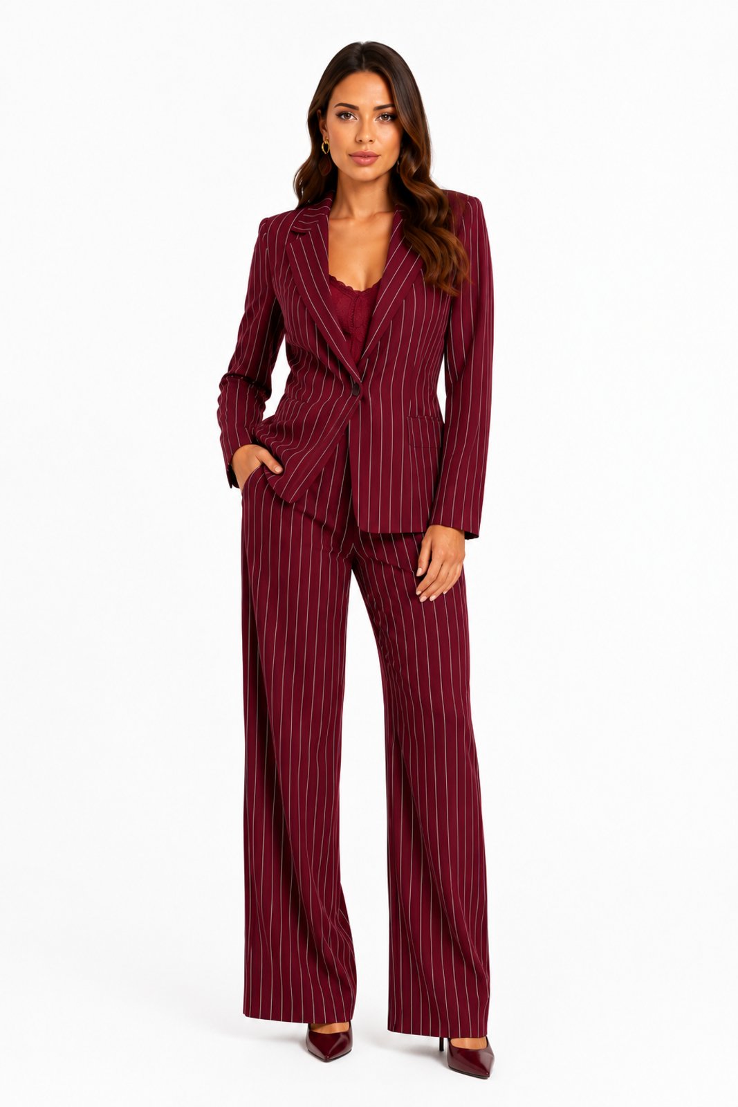 Conjunto Social D Bell Outlet Fashion Alfaiataria Vermelho