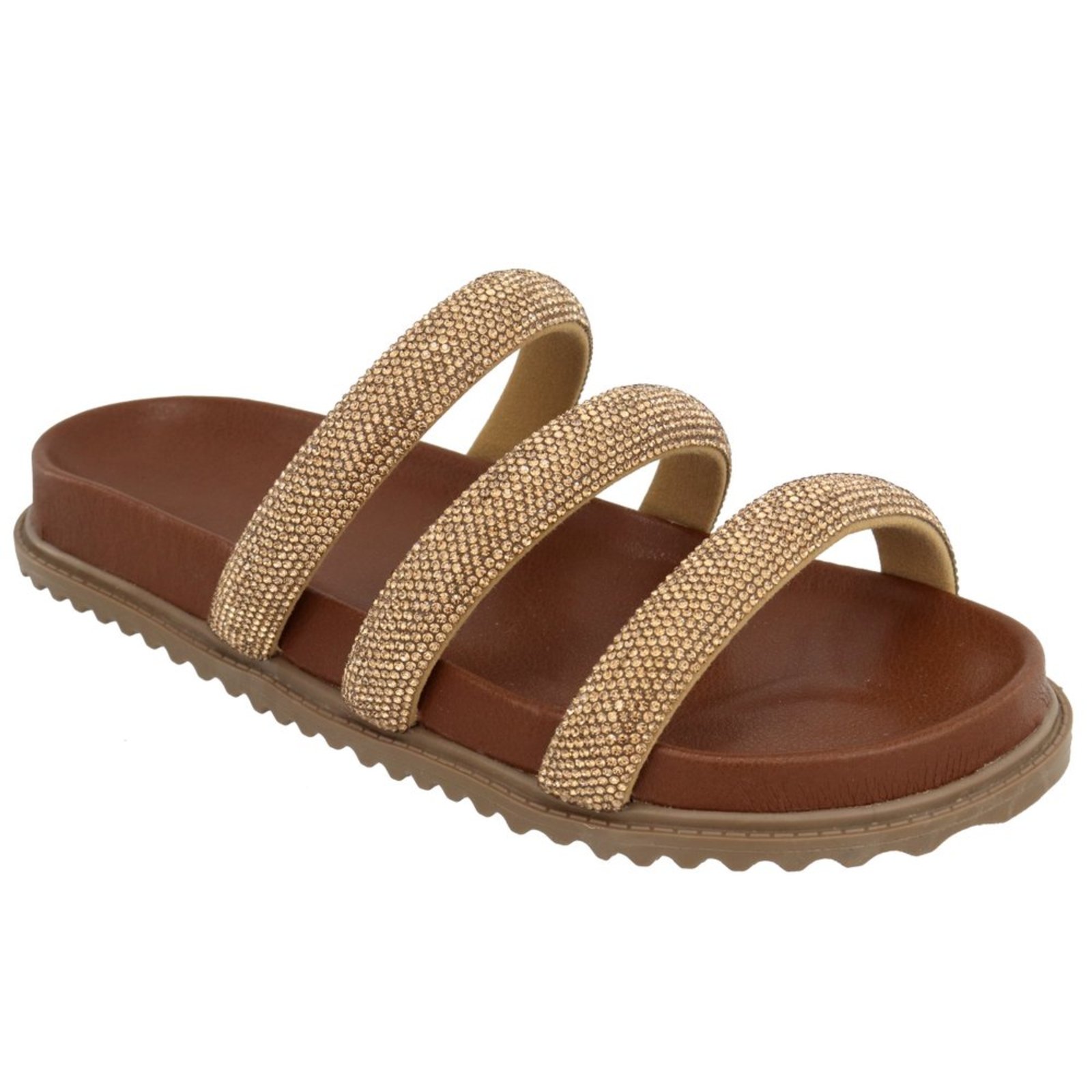 Rasteira Papete Strass Brilho Pedraria Caramelo Lançamento Kuento Shoes