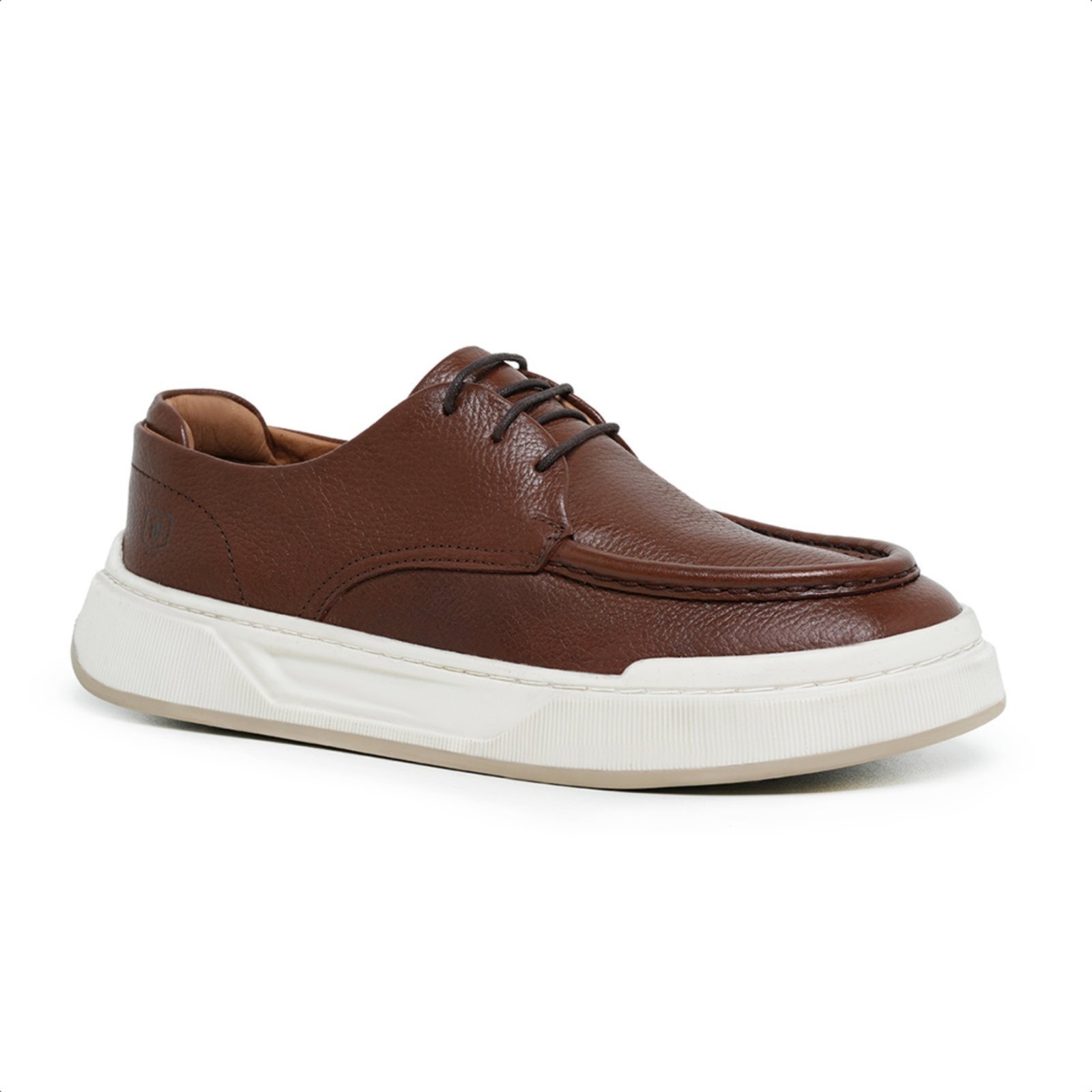 Tênis Masculino Malbork Couro Marrom com Solado Branco 027000M