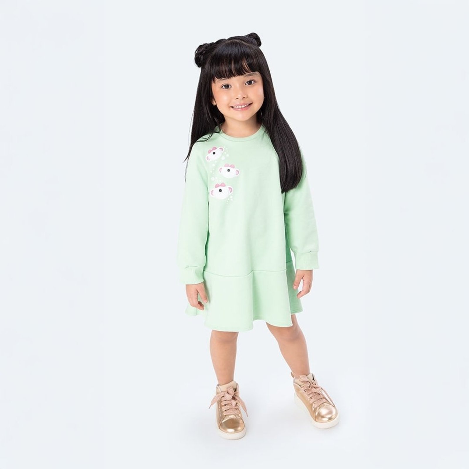 Infantil - Vestido Curto Manga Longa Moletom Menina Lilica Ripilica
